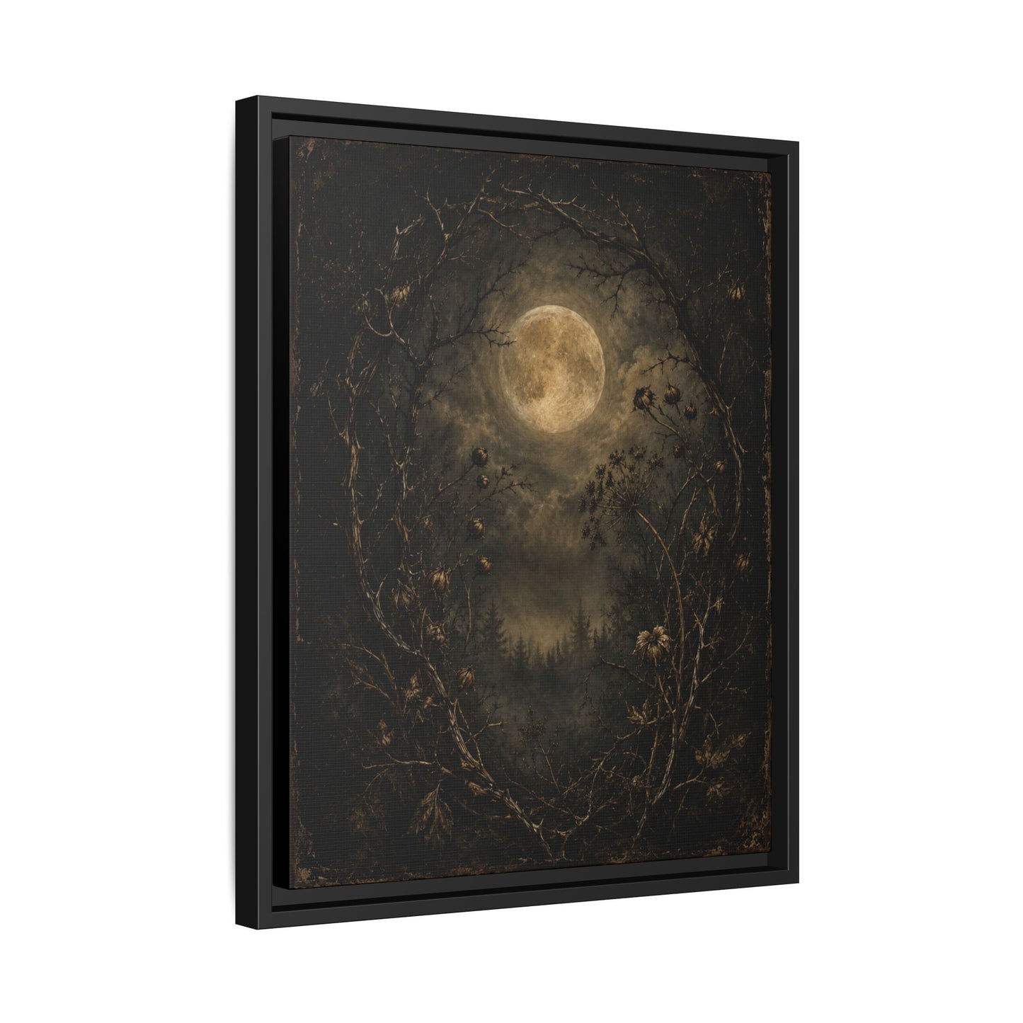 Moonlit Forest Matte Framed Canvas