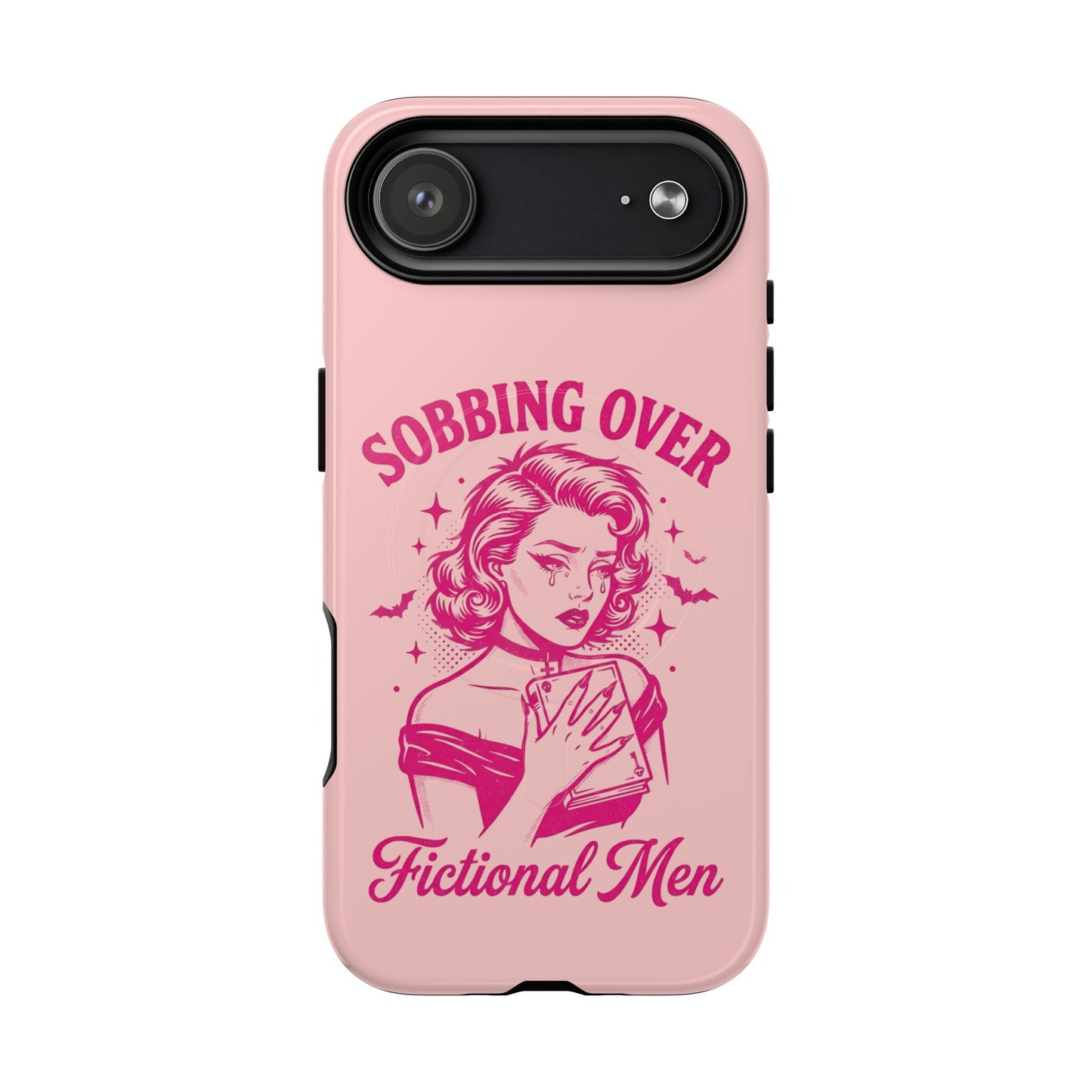 Phone Case — Pink “Sobbing Over Fictional Men” Tough Magnetic Protective Cover