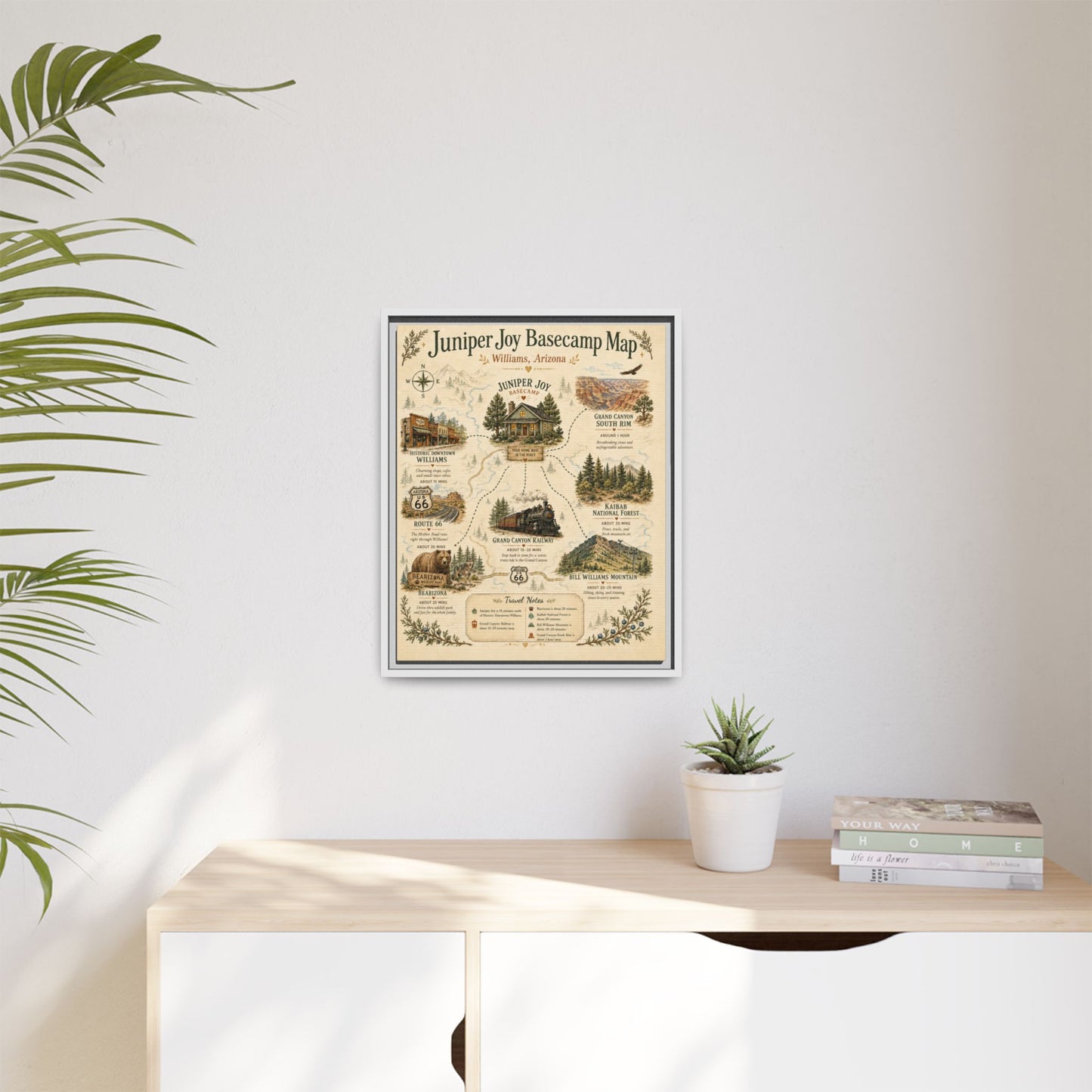 Juniper Joy Basecamp Map Framed Canvas Print