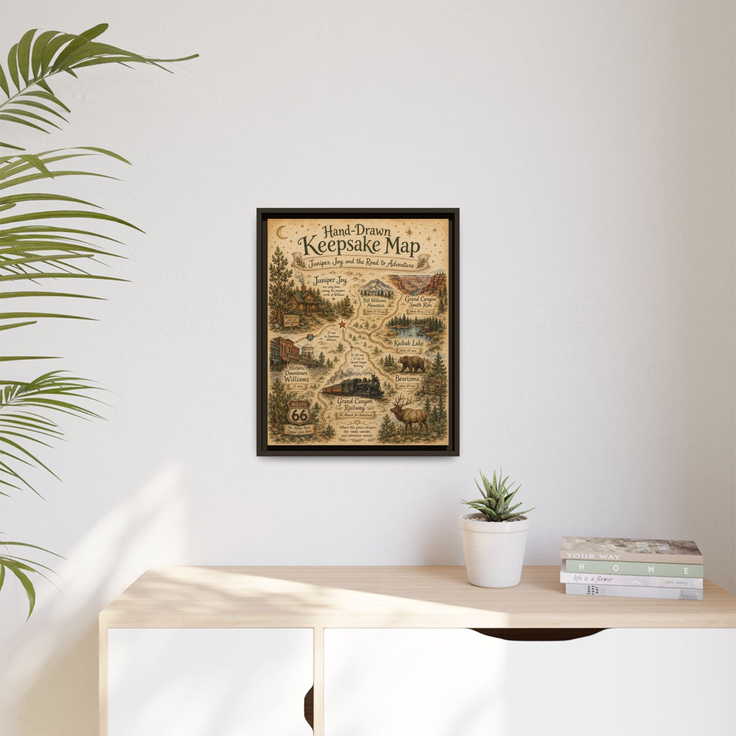 Framed Keepsake Map Matte Canvas Print