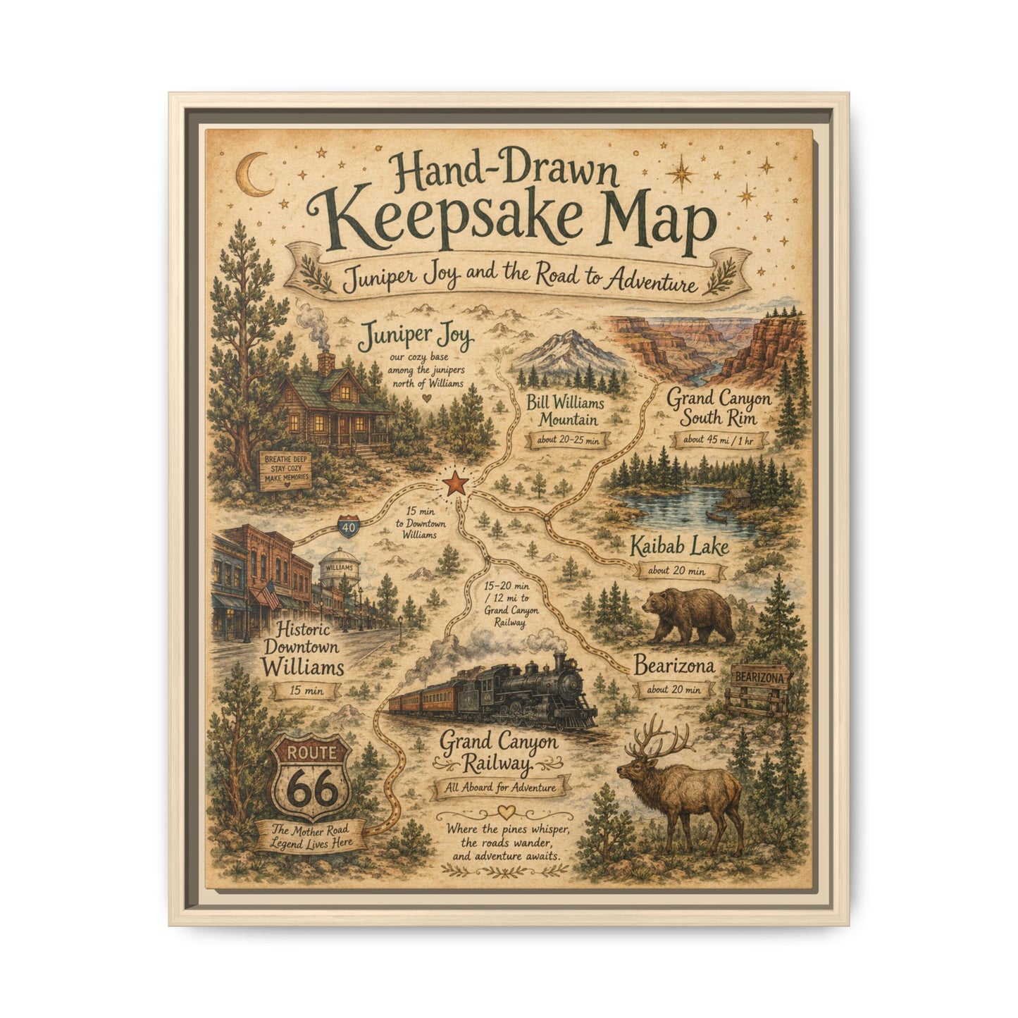 Framed Keepsake Map Matte Canvas Print
