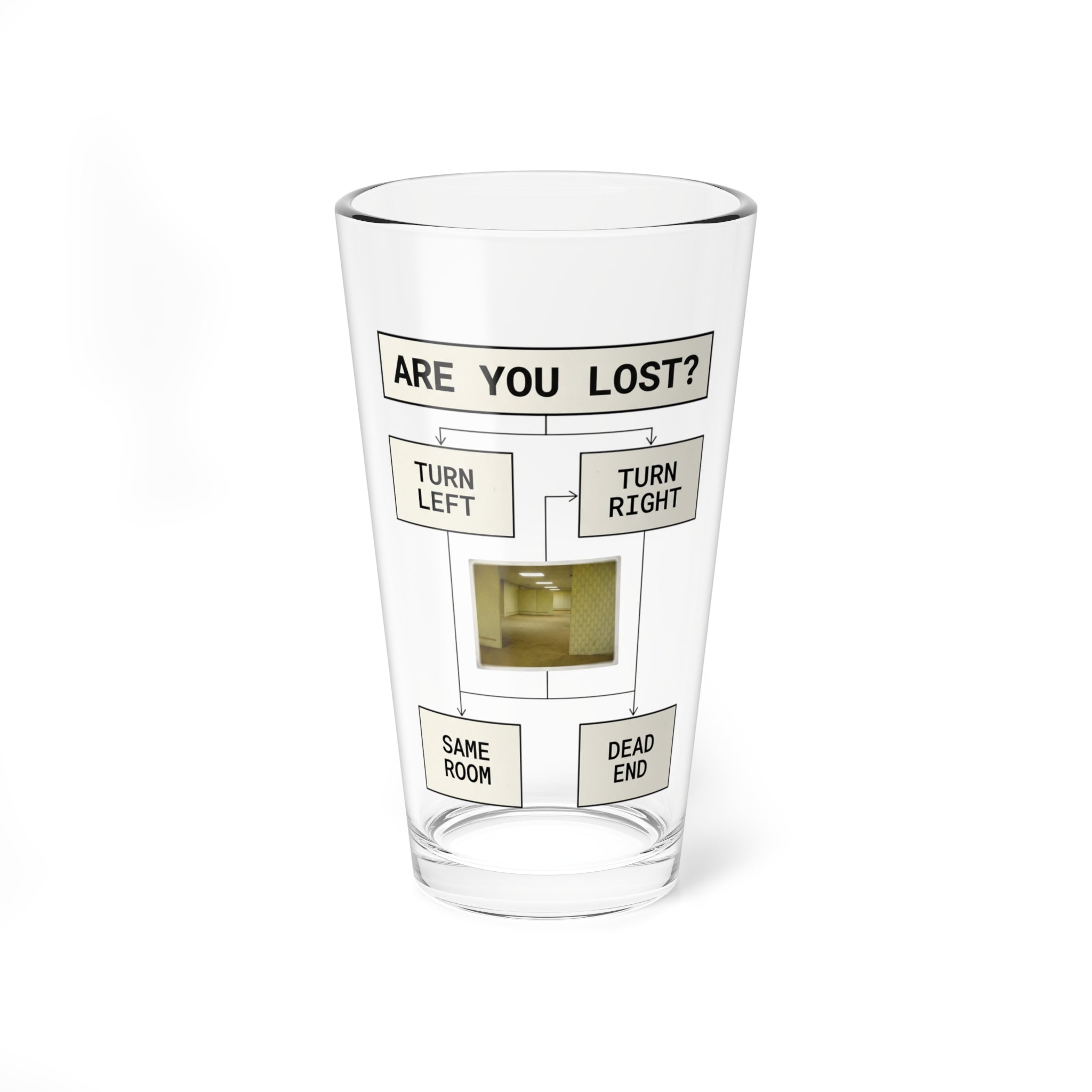 Are You Lost? Liminal Space Pint Glass | Retro Horror Beer Glass | Horror Drinkware | Weirdcore Bar Glass