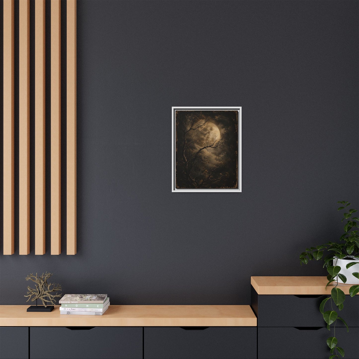 Framed Matte Canvas - Moonlit Forest Art Print