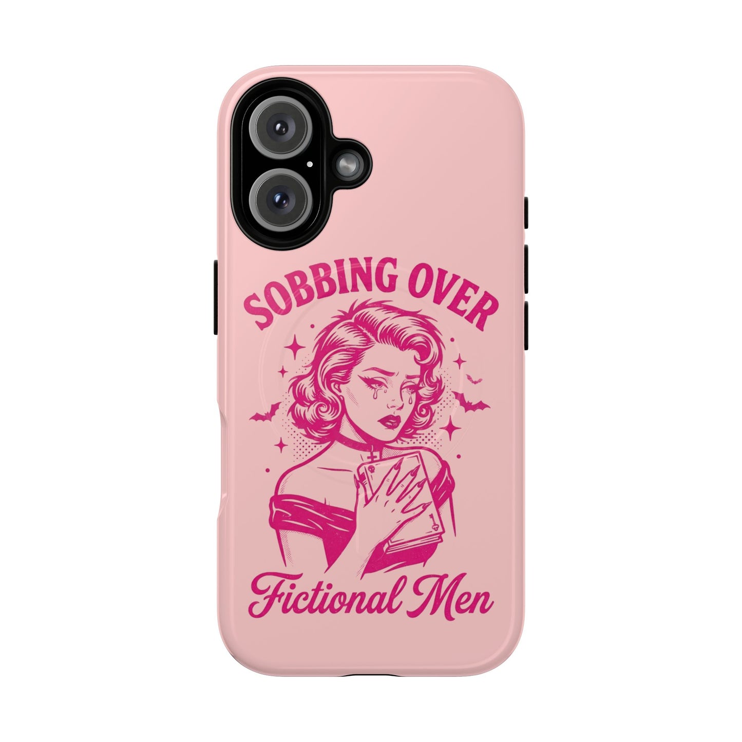 Phone Case — Pink “Sobbing Over Fictional Men” Tough Magnetic Protective Cover