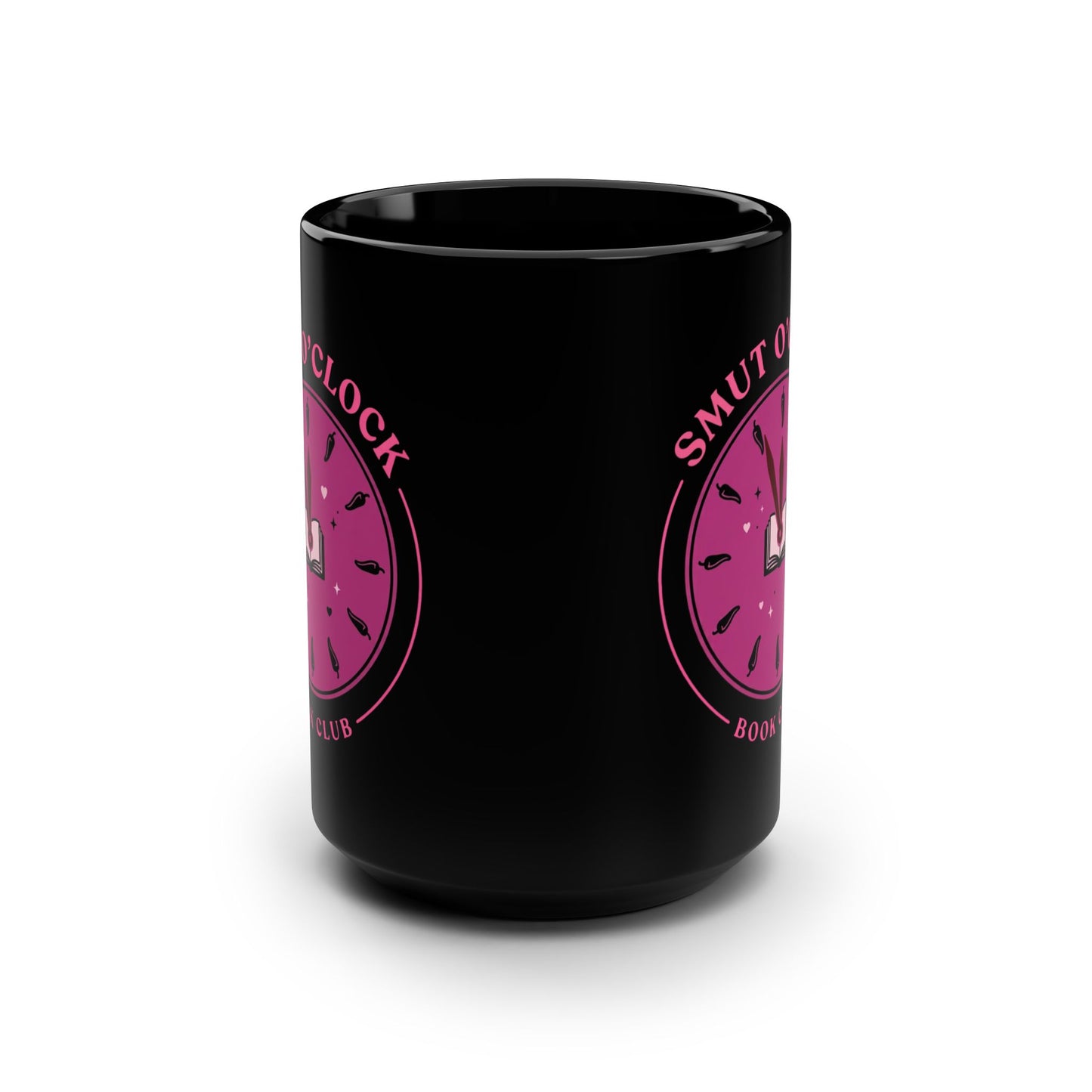 Smut O'Clock Book Club Black Mug — 15oz Coffee Cup for Book Lovers