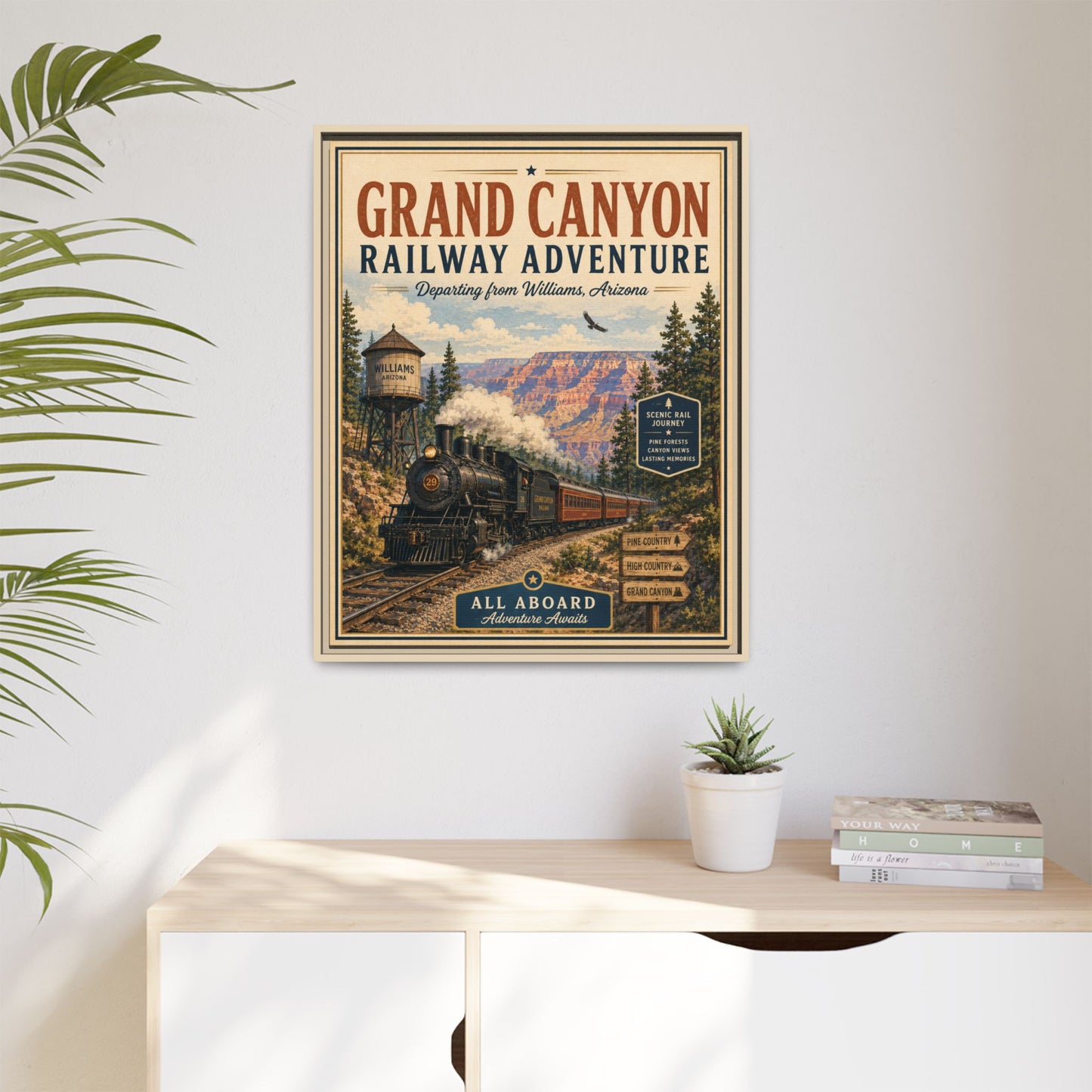 Grand Canyon Railway Adventure Framed Canvas Print