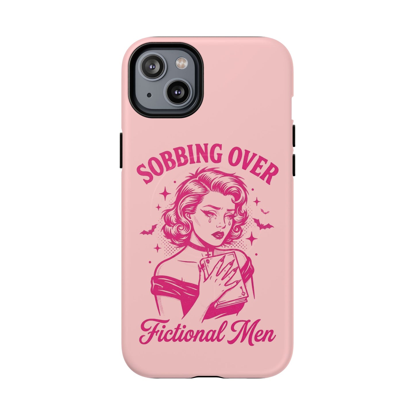 Phone Case — Pink “Sobbing Over Fictional Men” Tough Magnetic Protective Cover