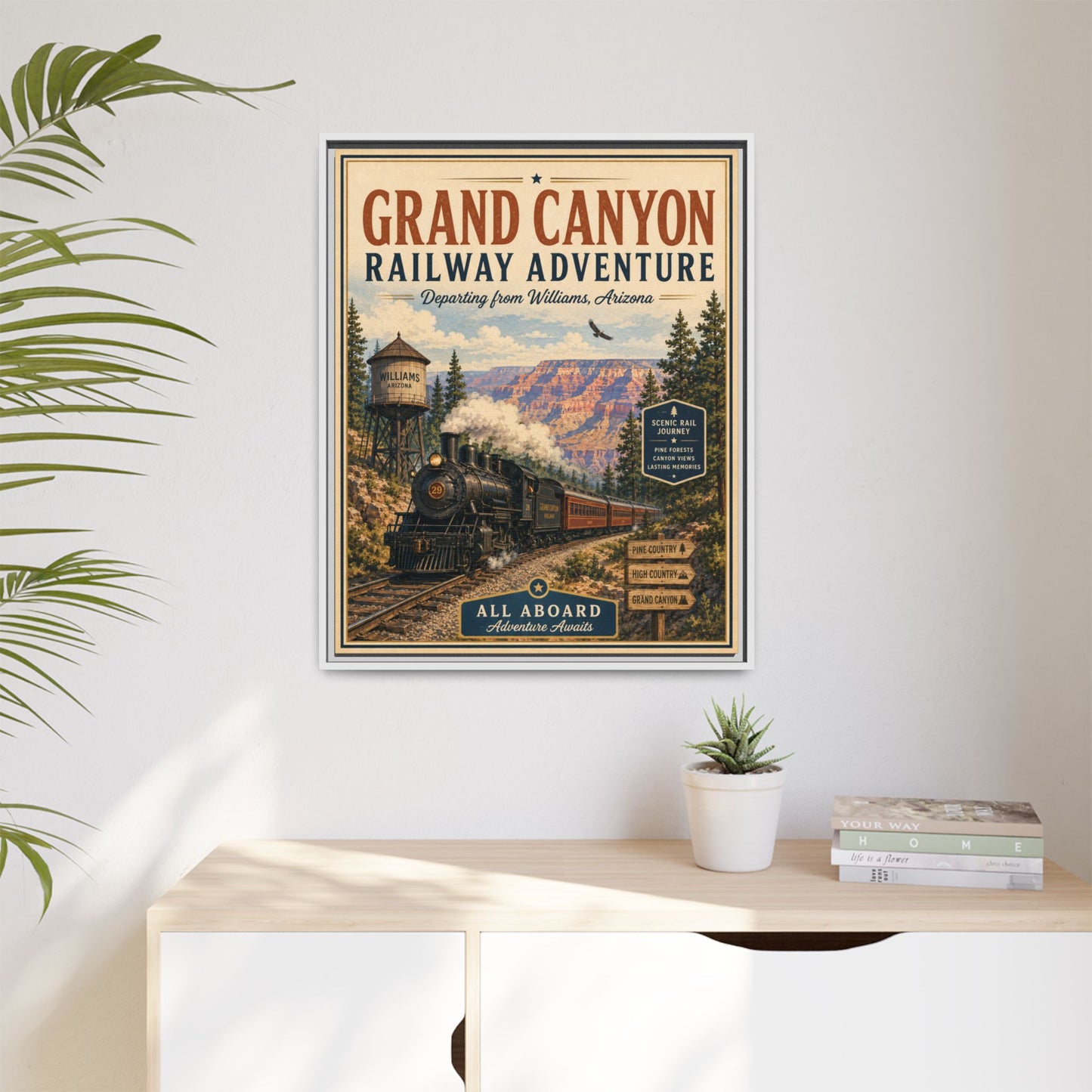 Grand Canyon Railway Adventure Framed Canvas Print