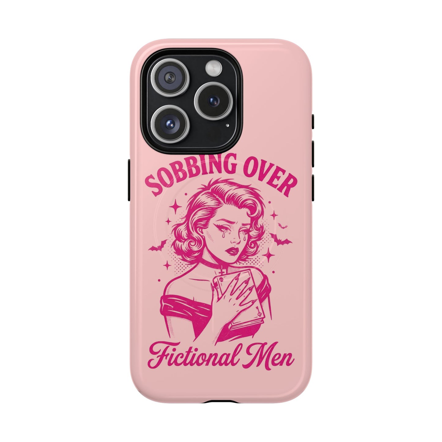 Phone Case — Pink “Sobbing Over Fictional Men” Tough Magnetic Protective Cover