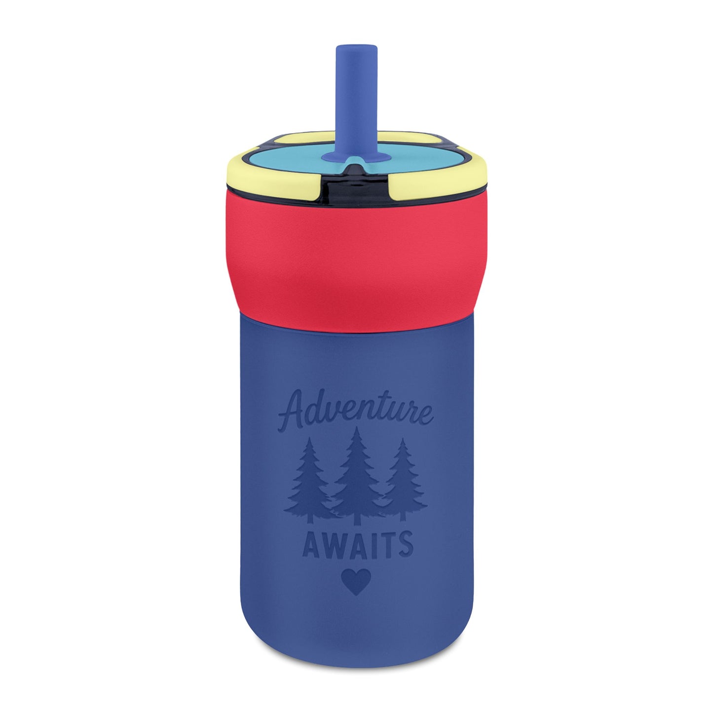 12oz Kids Straw Tumbler — 'Adventure Awaits' Engraved Leakproof Cup