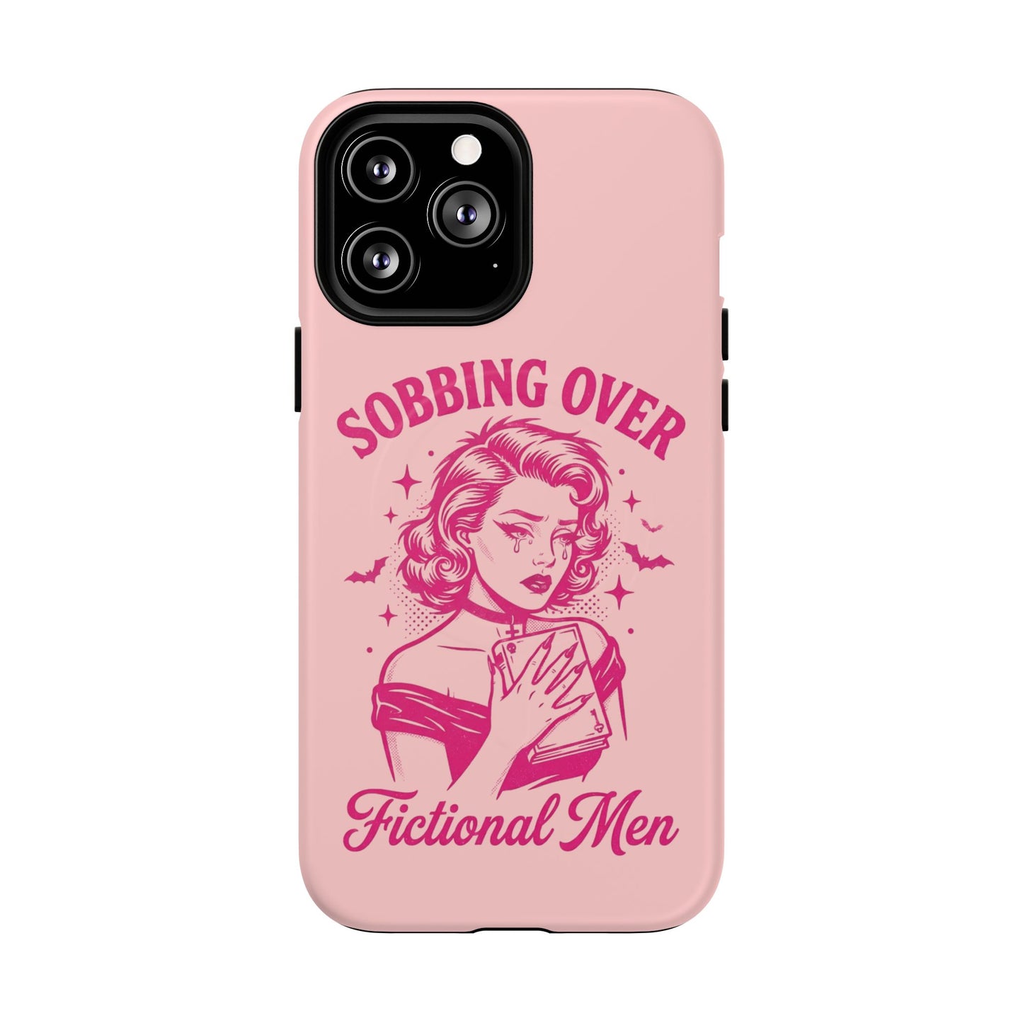 Phone Case — Pink “Sobbing Over Fictional Men” Tough Magnetic Protective Cover