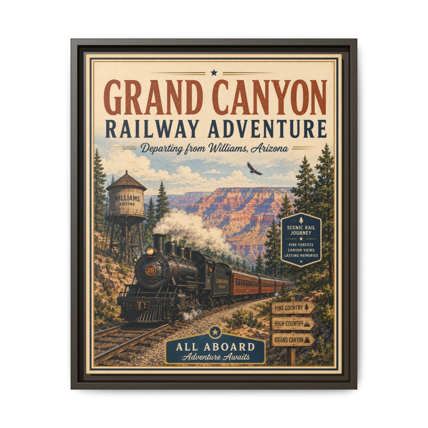 Grand Canyon Railway Adventure Framed Canvas Print