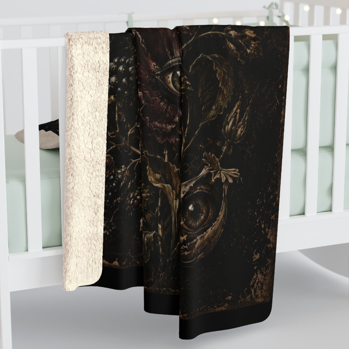 Sherpa Blanket — Dark Vintage Floral Bouquet Plush Throw