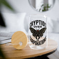 Cryptids Over Corporations Glass Can | Mothman Sipper Glass with Bamboo Lid & Straw | Funny Cryptid Iced Coffee Cup | Gothic Drinkware