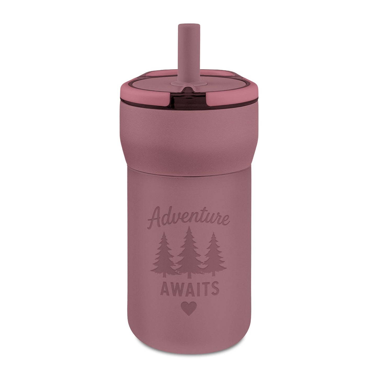 12oz Kids Straw Tumbler — 'Adventure Awaits' Engraved Leakproof Cup