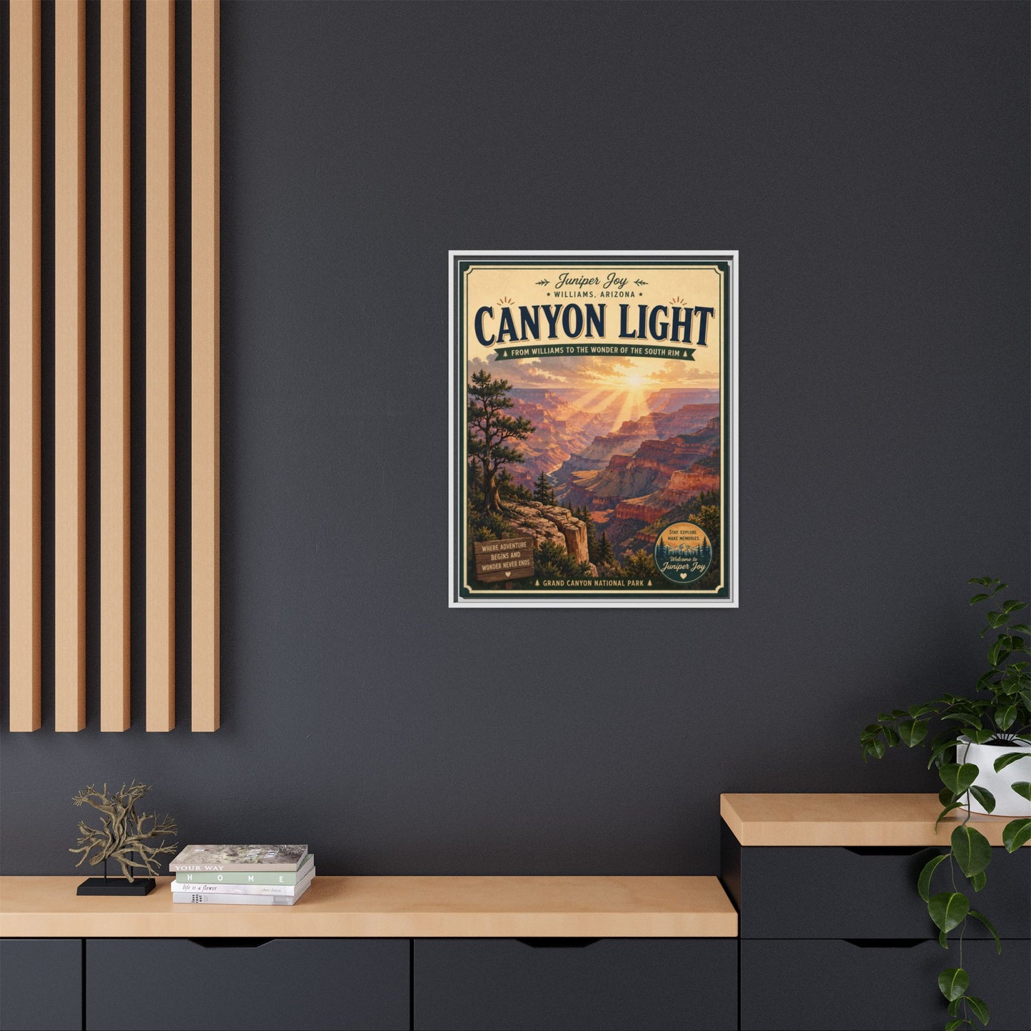 Canyon Light Framed Canvas Art — Vintage National Park Travel Poster