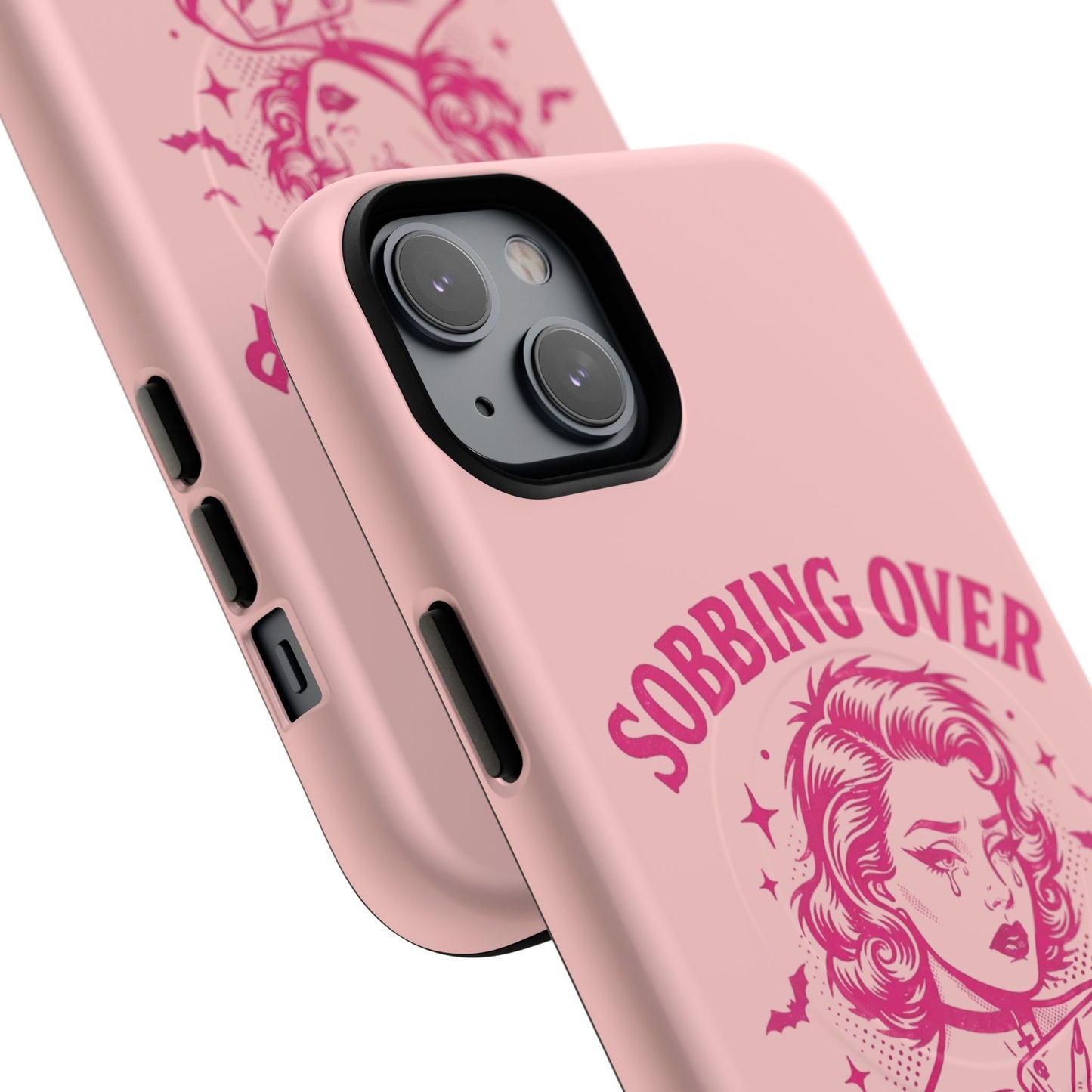 Phone Case — Pink “Sobbing Over Fictional Men” Tough Magnetic Protective Cover