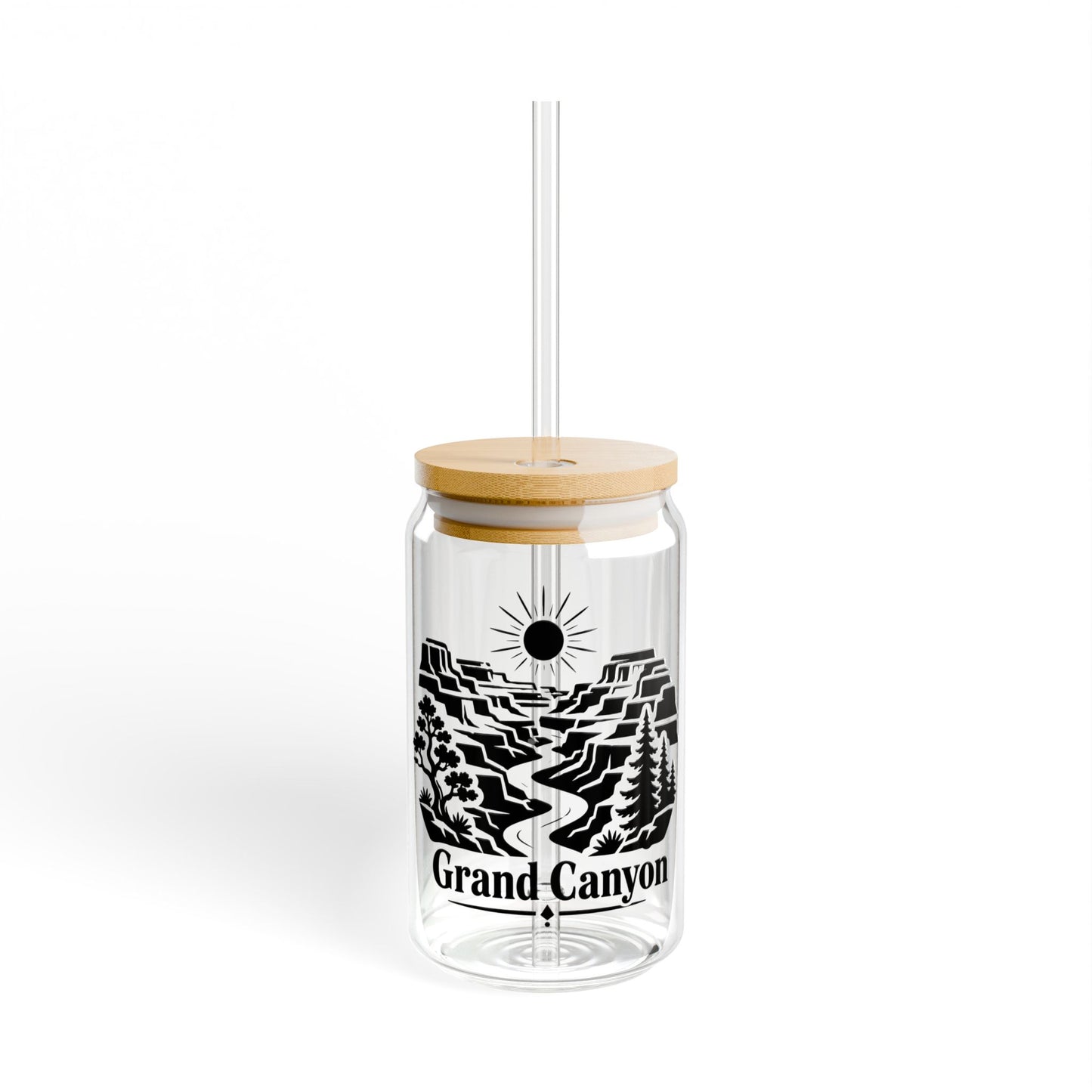 Grand Canyon Sipper Glass — 16oz Travel Cup with Bamboo Lid & Straw