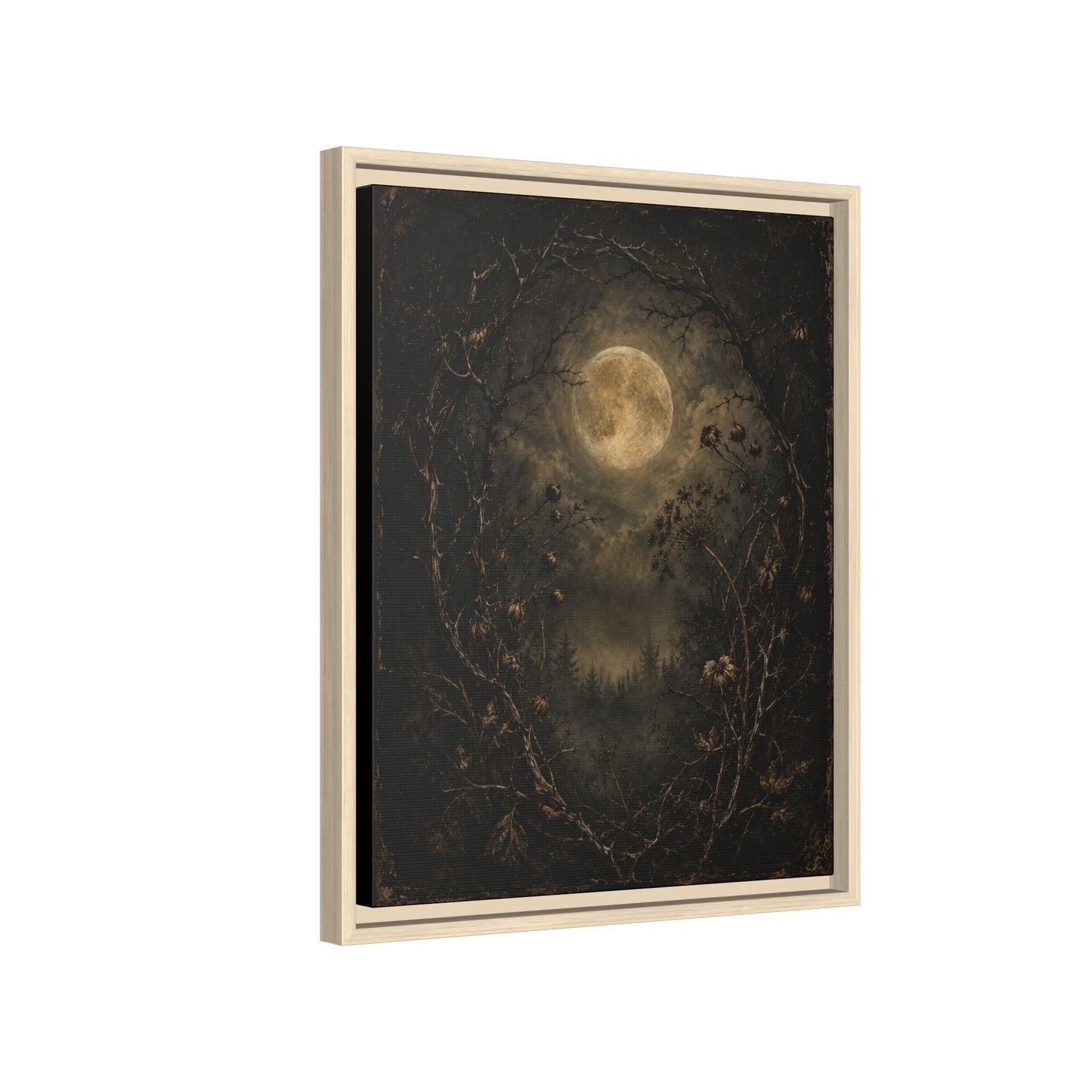 Moonlit Forest Matte Framed Canvas
