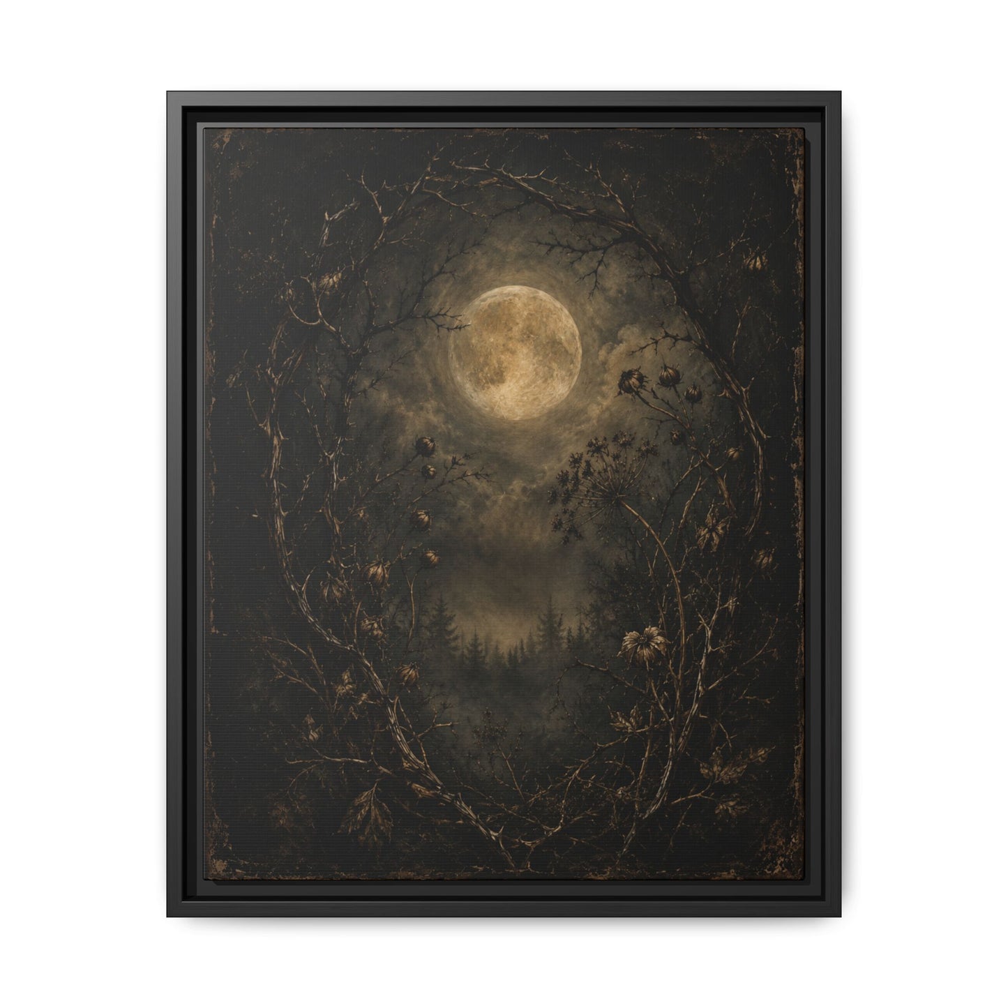 Moonlit Forest Matte Framed Canvas