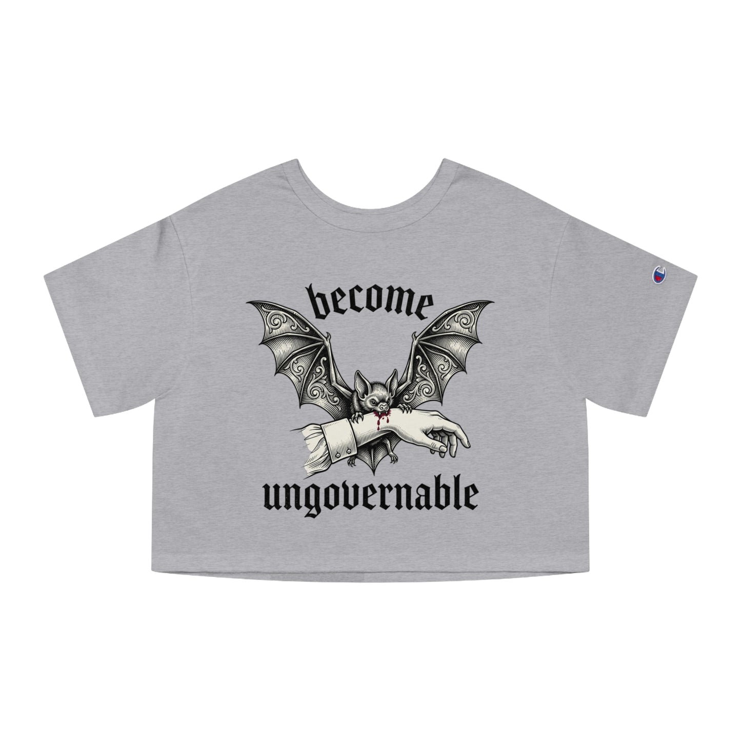 Become Ungovernable Cropped Tee — Gothic Bat Graphic Women's Crop T-Shirt