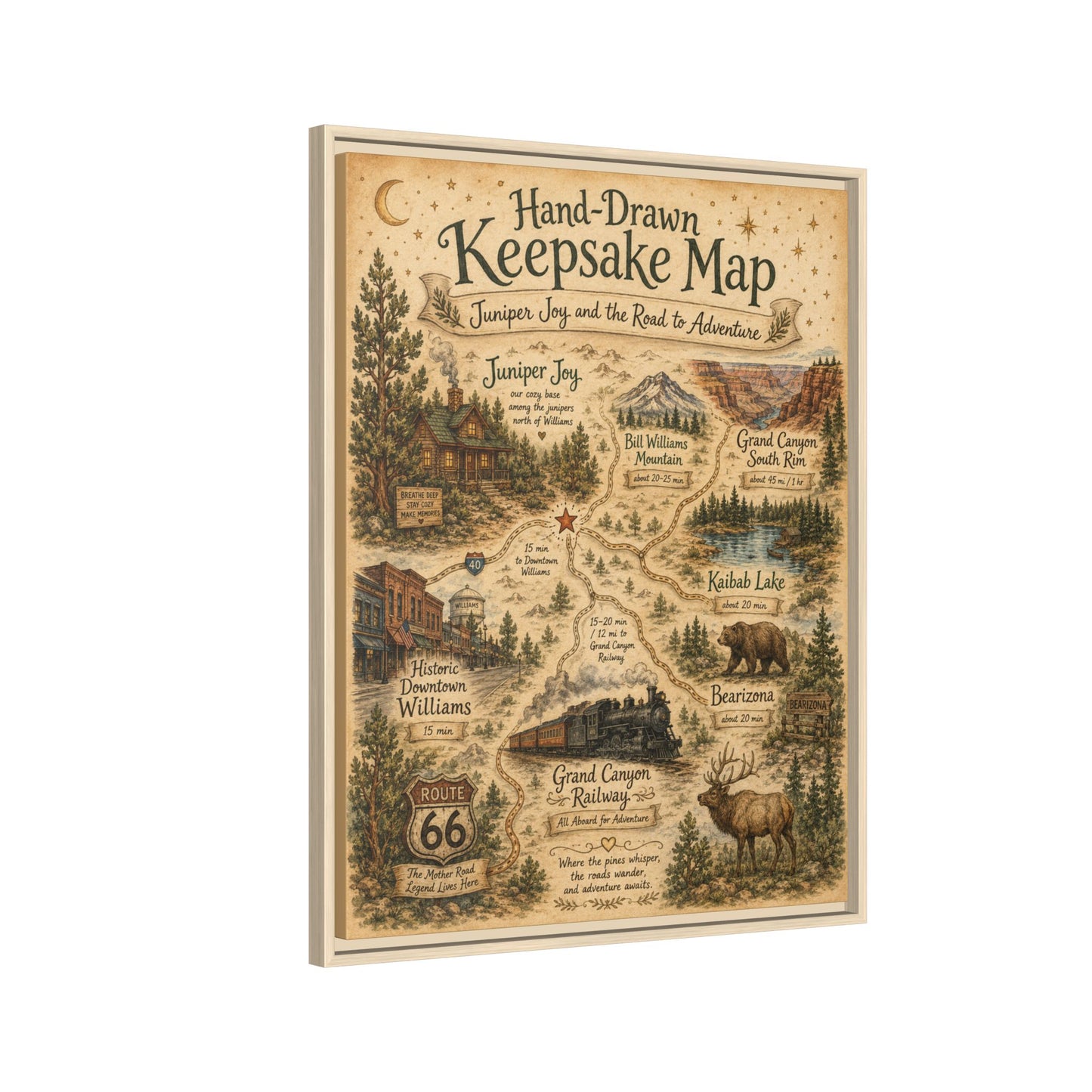 Framed Keepsake Map Matte Canvas Print