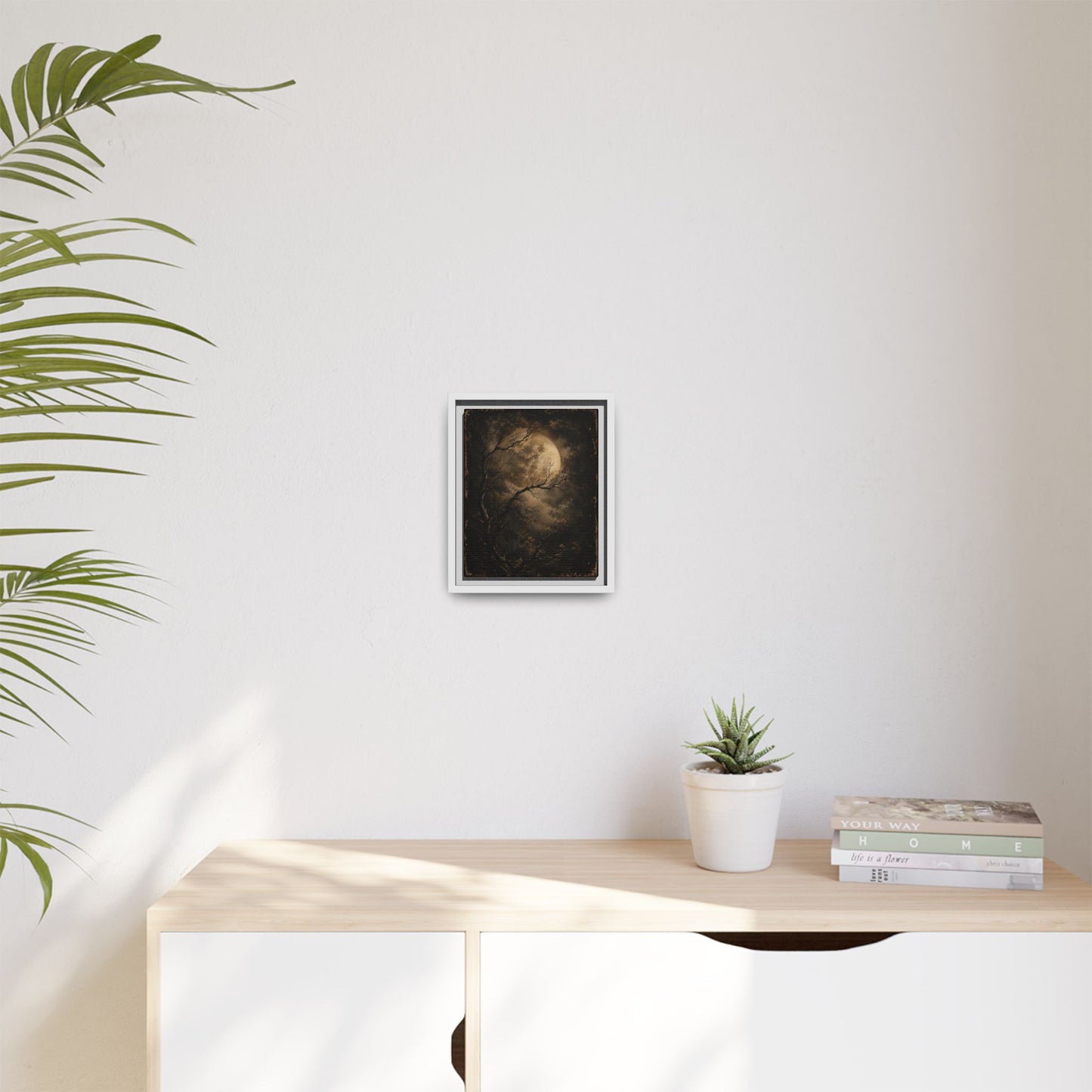 Framed Matte Canvas - Moonlit Forest Art Print