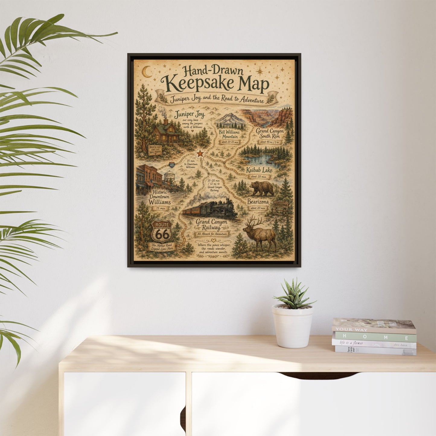 Framed Keepsake Map Matte Canvas Print