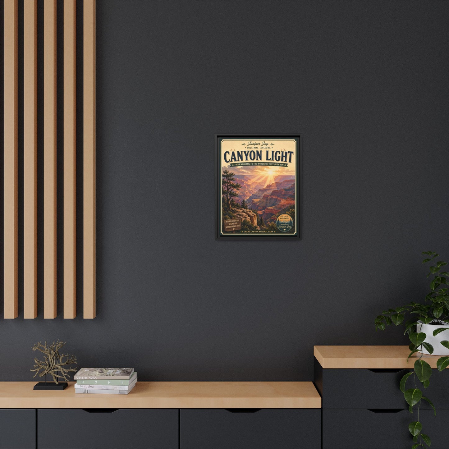 Canyon Light Framed Canvas Art — Vintage National Park Travel Poster