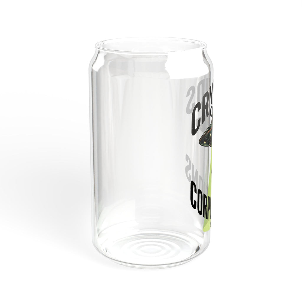 Cryptids Over Corporations Alien Glass Can | UFO Iced Coffee Cup with Bamboo Lid and Straw | Funny Alien Gift | Sci-Fi Drinkware