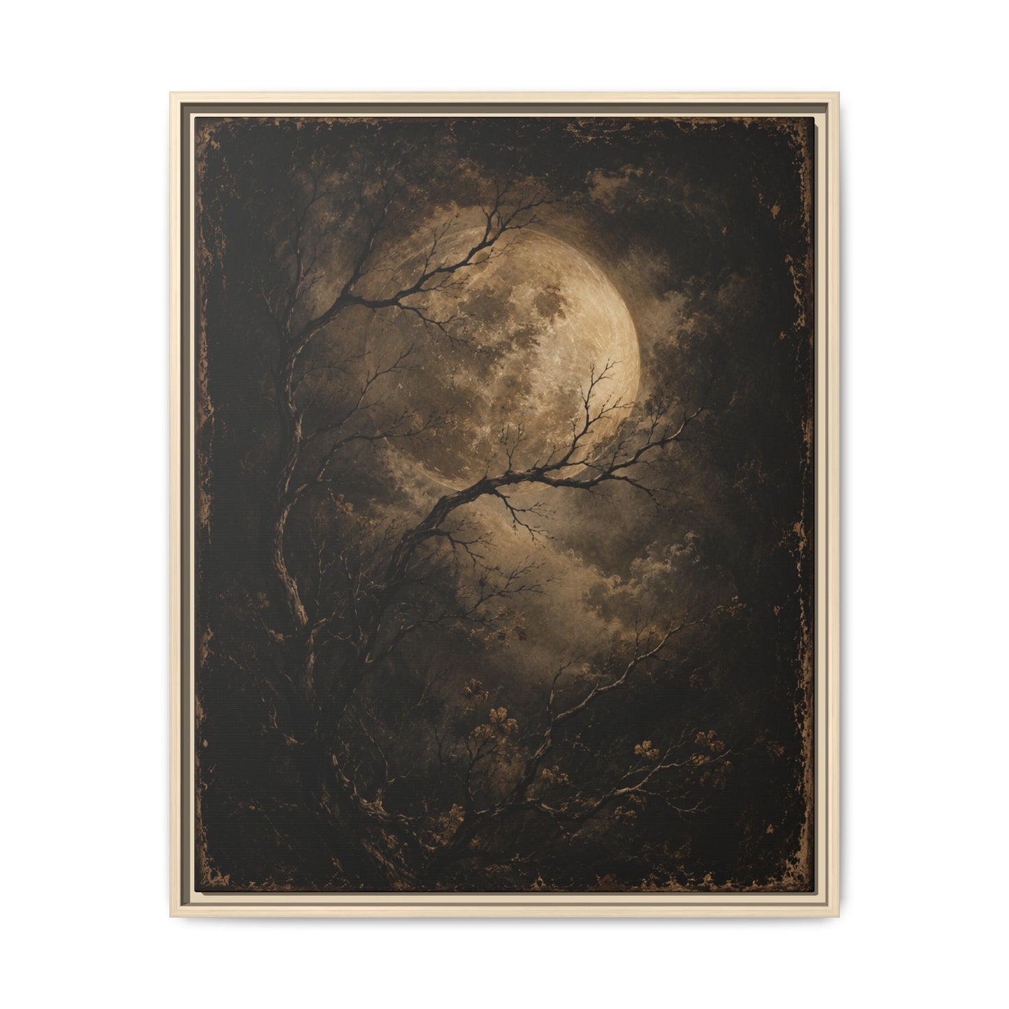 Framed Matte Canvas - Moonlit Forest Art Print