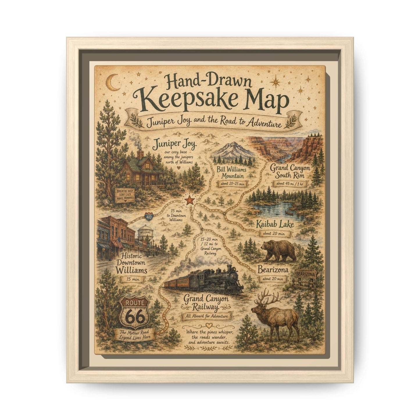 Framed Keepsake Map Matte Canvas Print