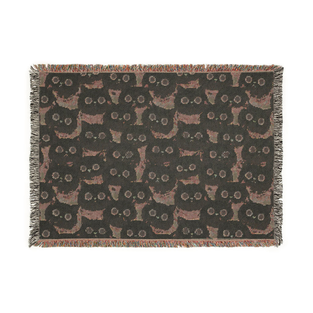 White Cat Woven Blanket — Cute Fluffy Cat Throw for Cat Lovers & Kawaii Cottagecore Decor