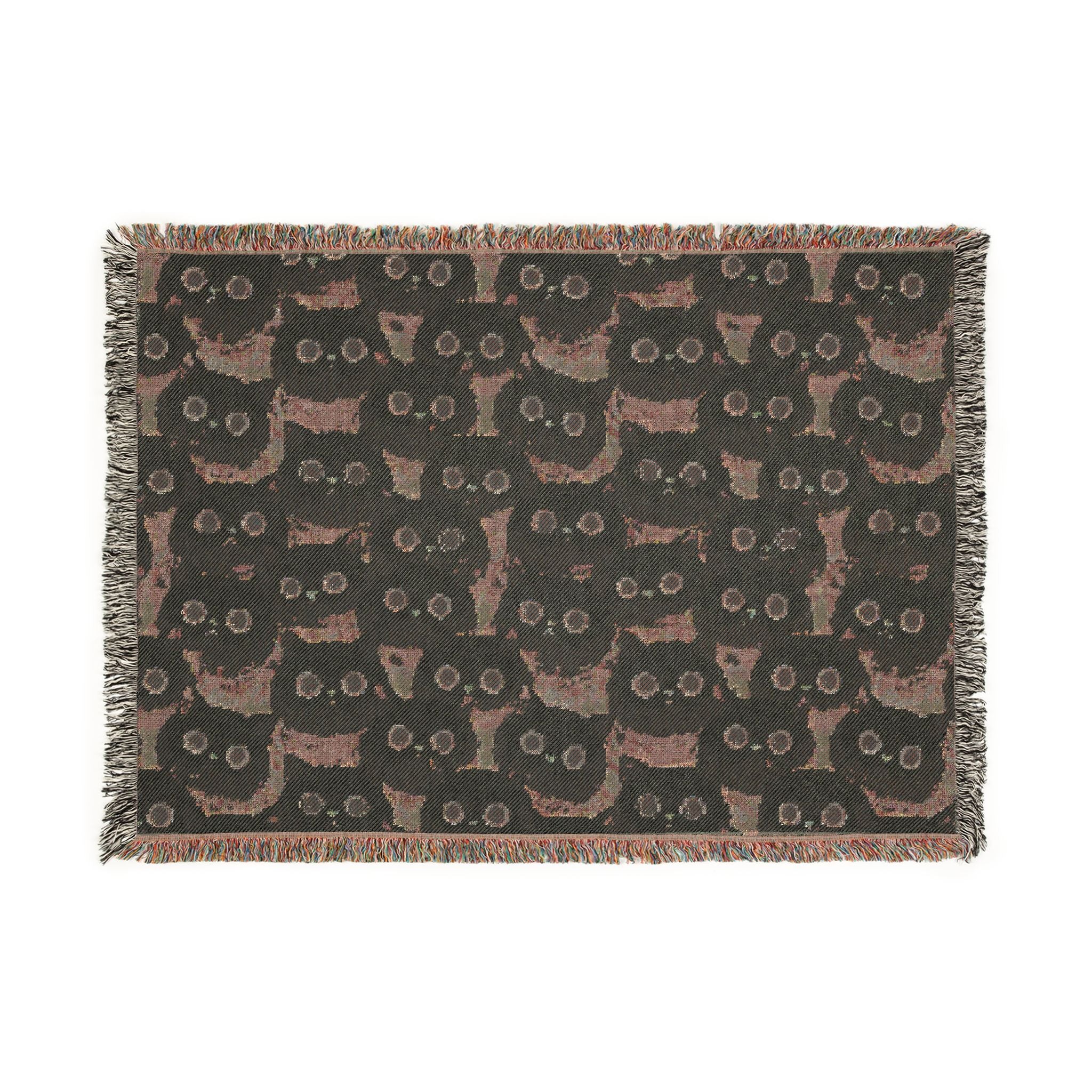 White Cat Woven Blanket — Cute Fluffy Cat Throw for Cat Lovers & Kawaii Cottagecore Decor
