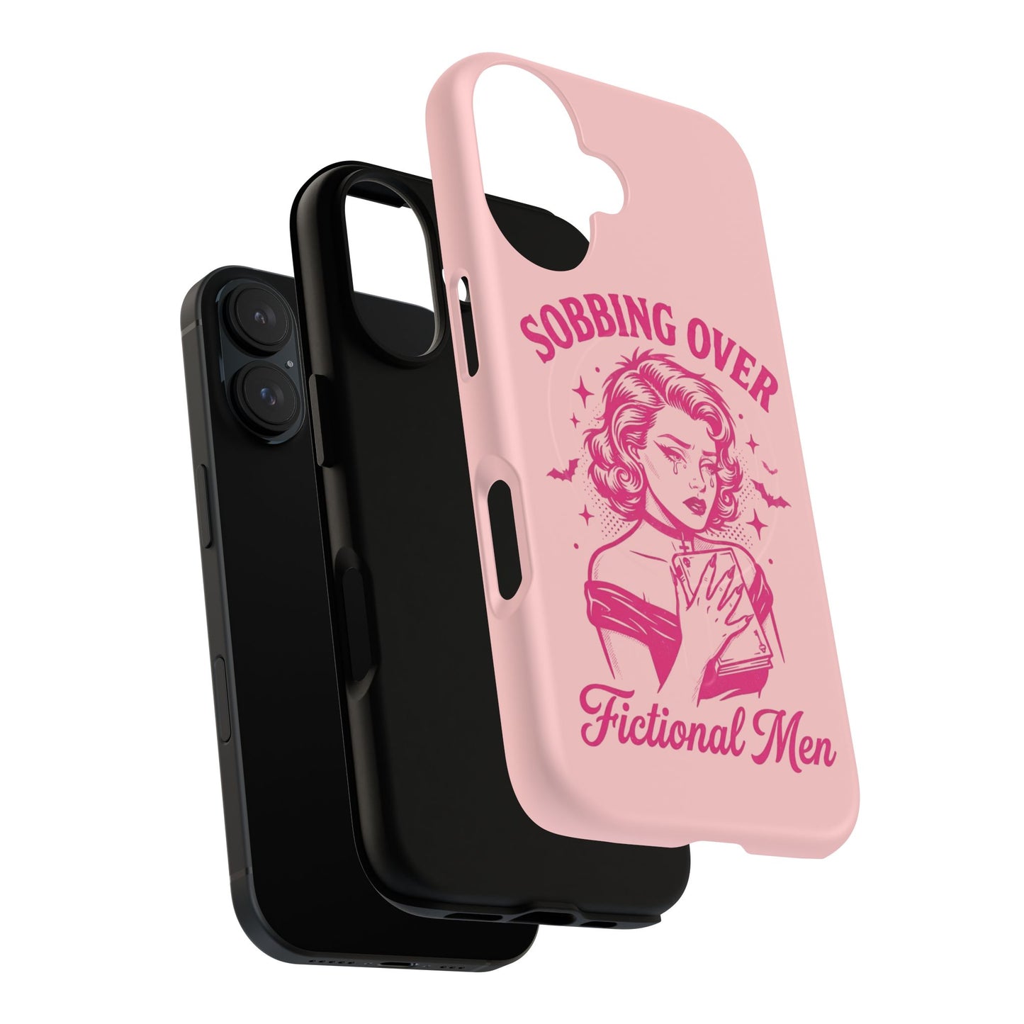 Phone Case — Pink “Sobbing Over Fictional Men” Tough Magnetic Protective Cover