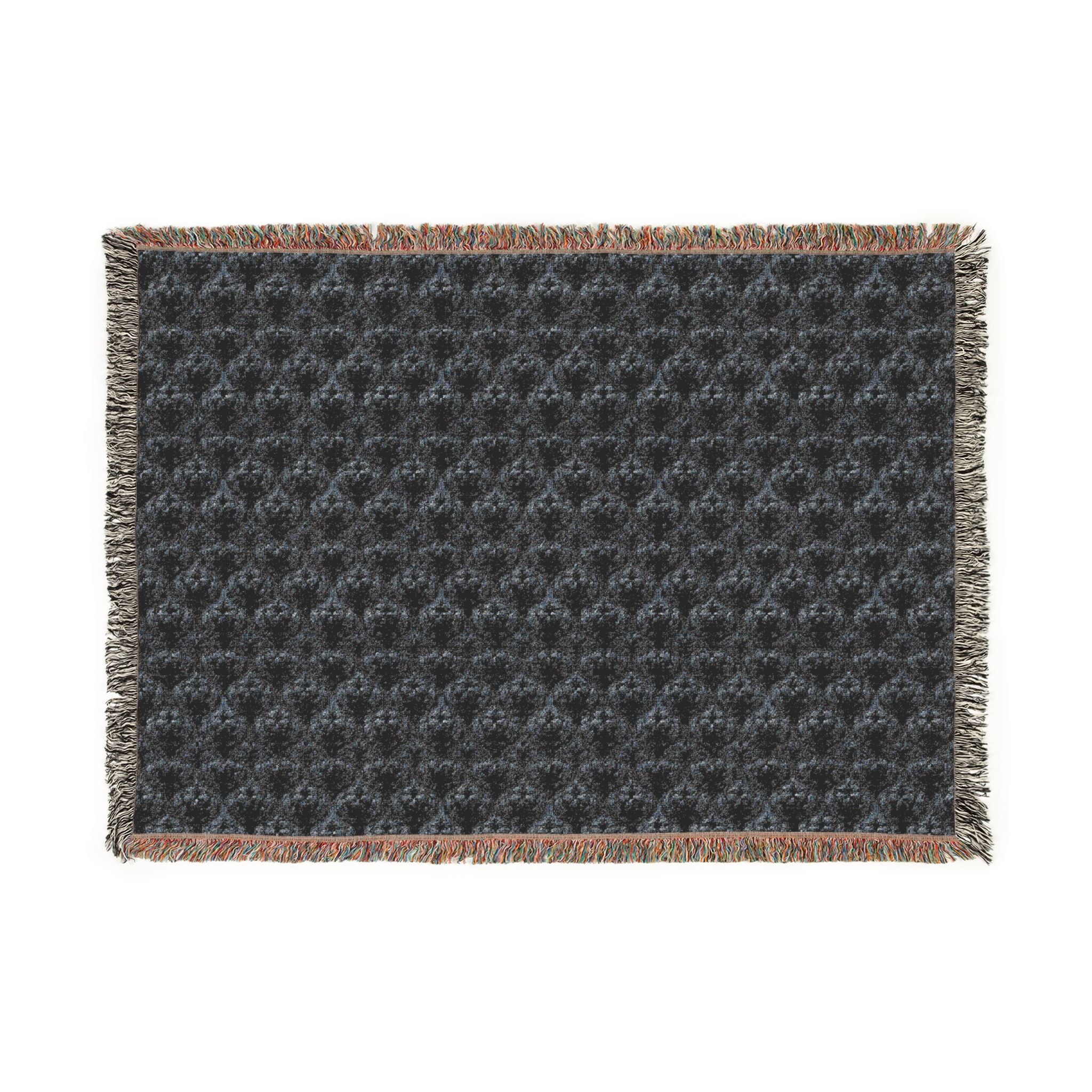 Black Gothic Damask Woven Blanket | Dark Academia Throw | Victorian Gothic Home Decor | Gothic Couch Blanket | Luxury Cotton Throw