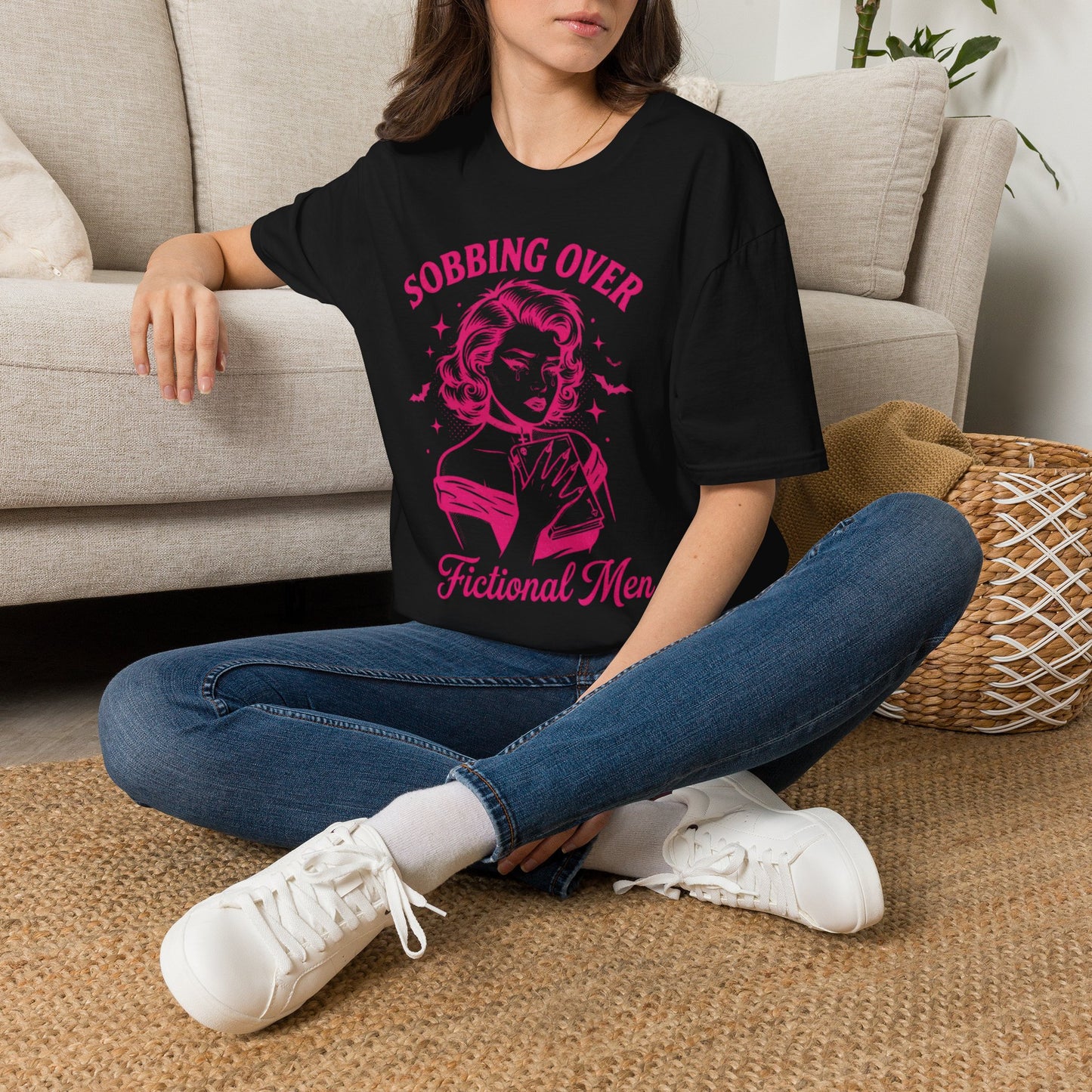 T-Shirt — "Sobbing Over Fictional Men" Retro Pop Art Tee