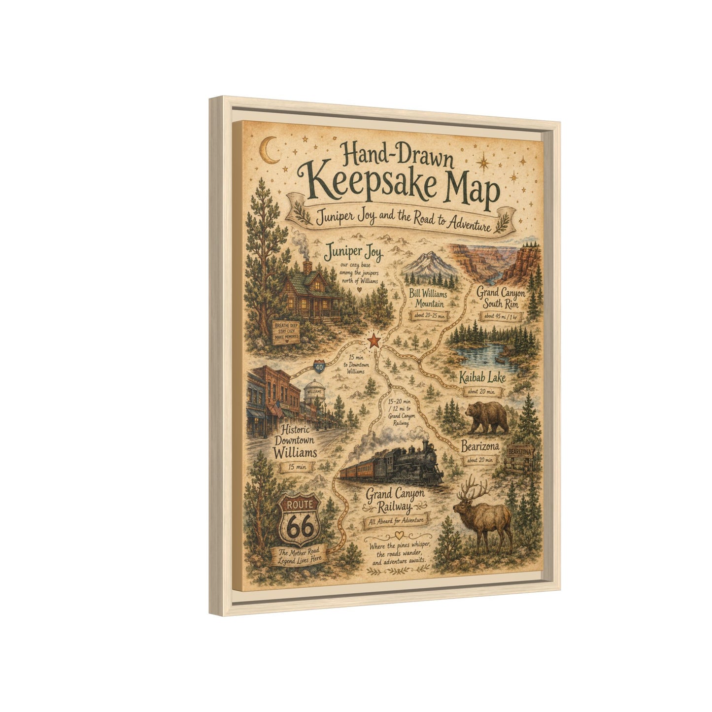 Framed Keepsake Map Matte Canvas Print