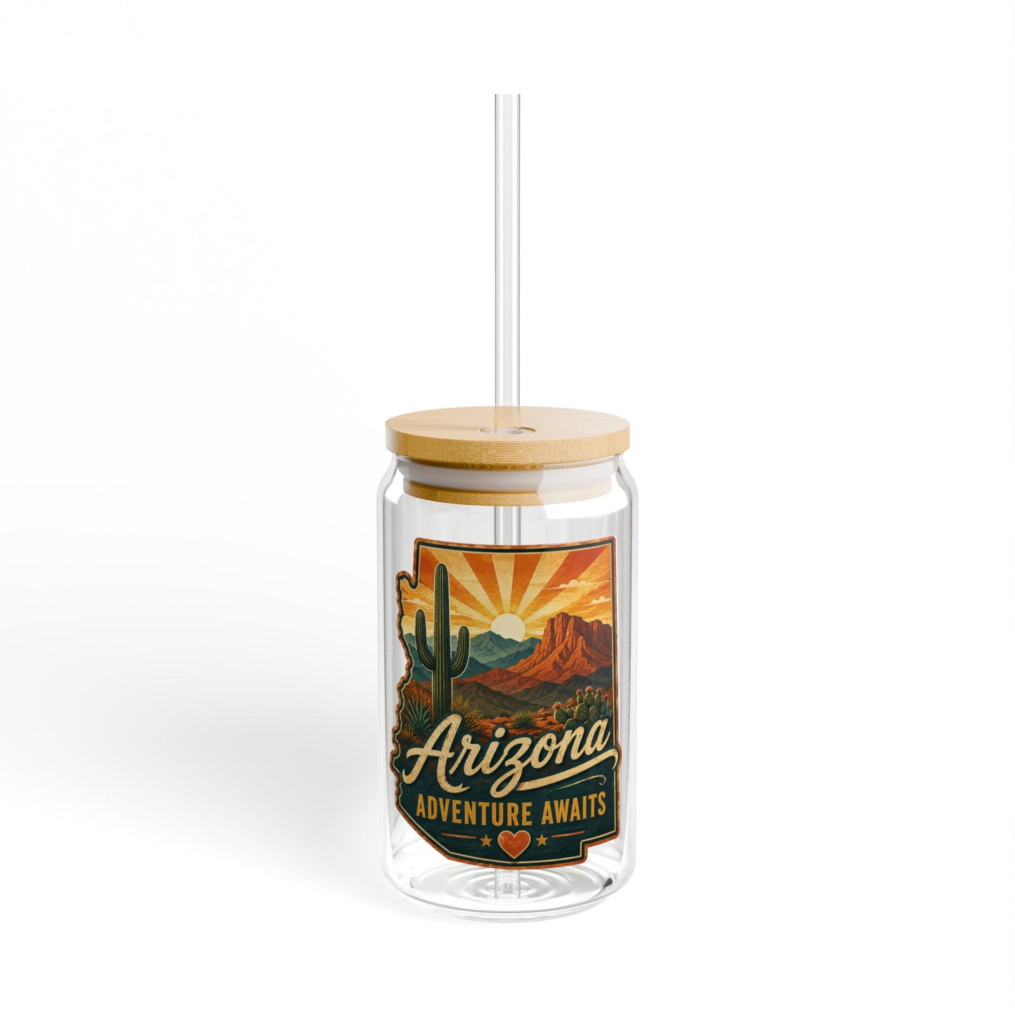 Arizona Sipper Glass - 16oz Travel Tumbler "Adventure Awaits"