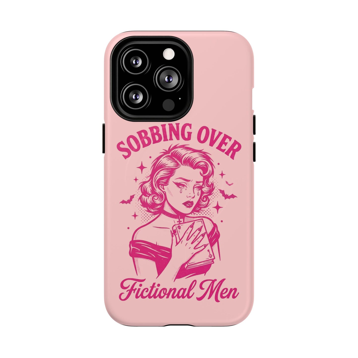 Phone Case — Pink “Sobbing Over Fictional Men” Tough Magnetic Protective Cover