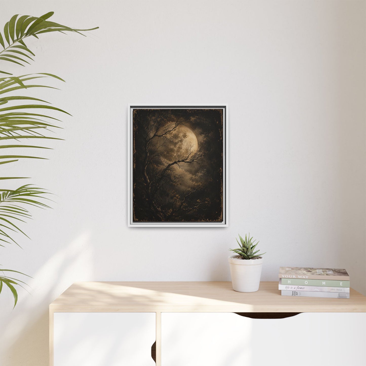Framed Matte Canvas - Moonlit Forest Art Print