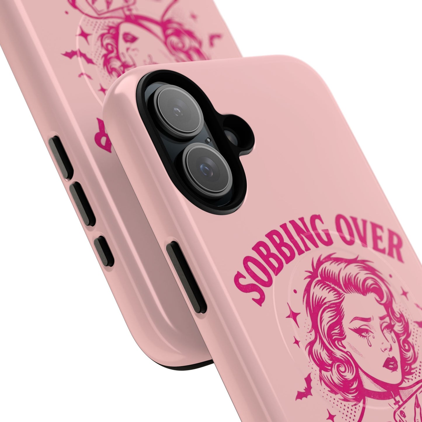 Phone Case — Pink “Sobbing Over Fictional Men” Tough Magnetic Protective Cover