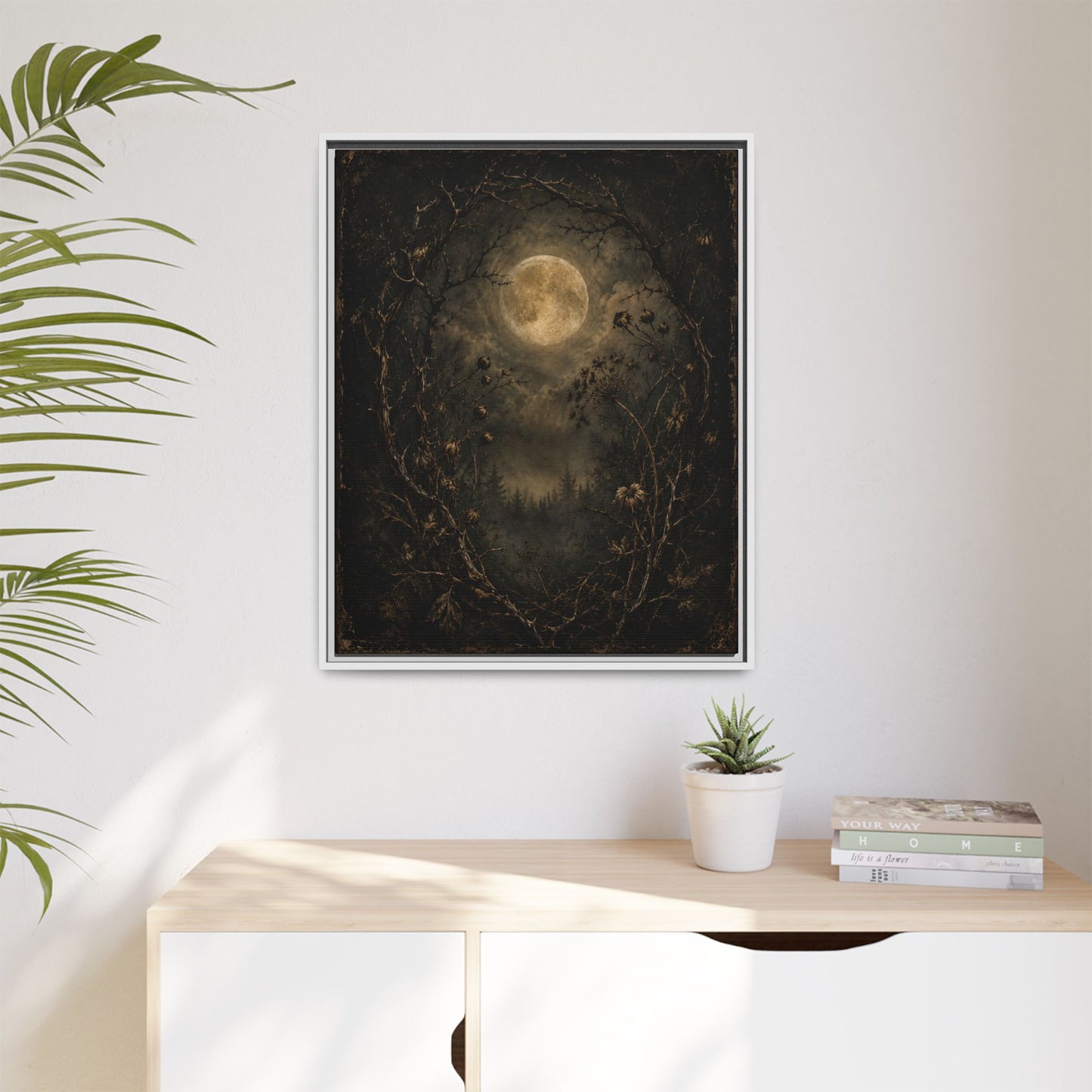 Moonlit Forest Matte Framed Canvas