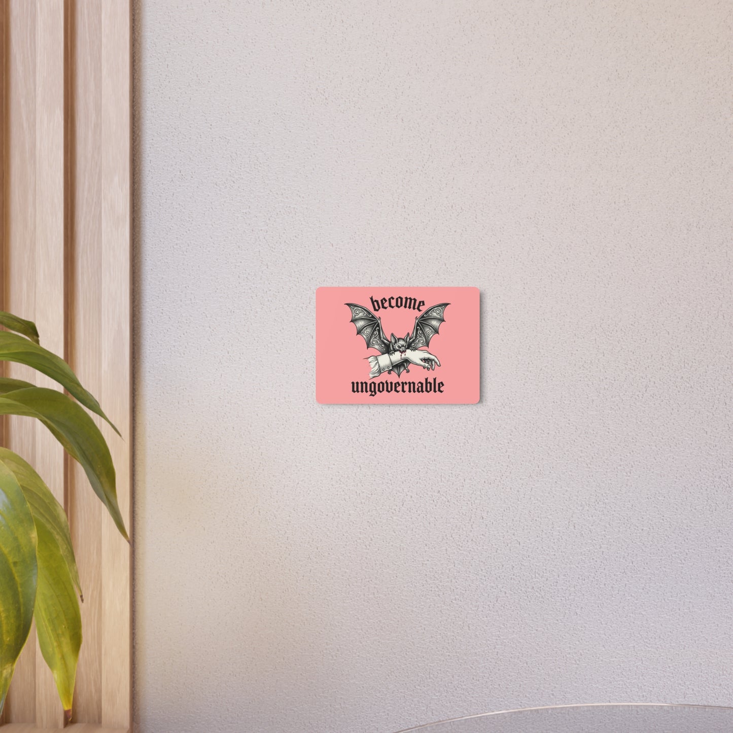 Metal Art Sign — "Become Ungovernable" Gothic Bat Wall Decor