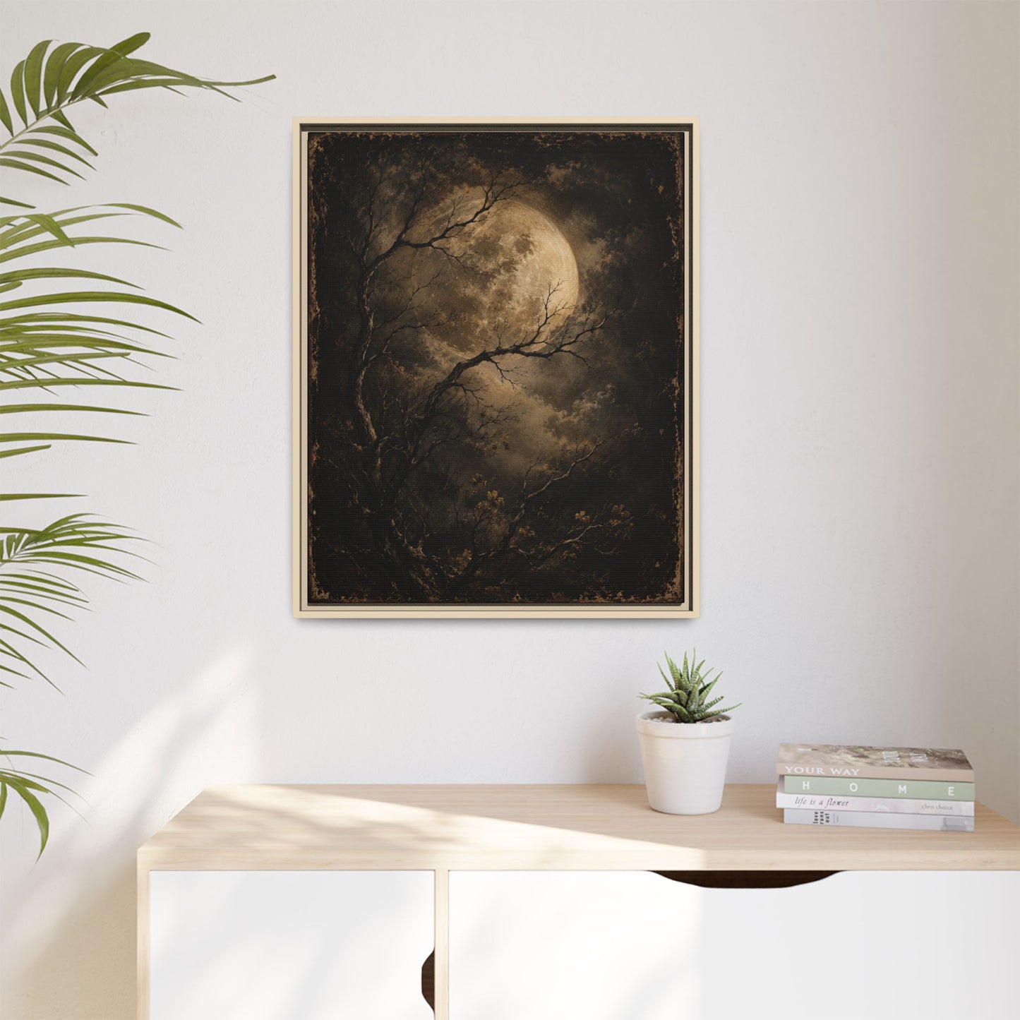 Framed Matte Canvas - Moonlit Forest Art Print
