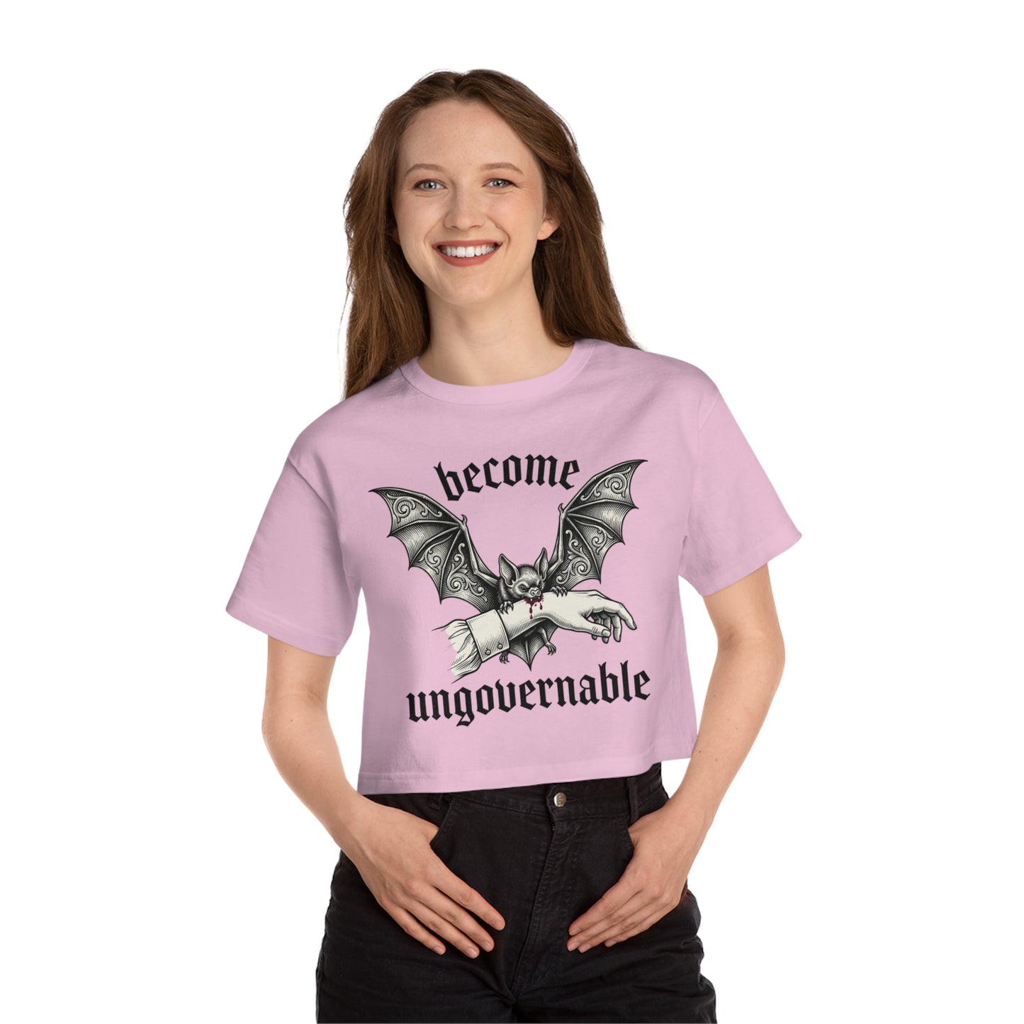Become Ungovernable Cropped Tee — Gothic Bat Graphic Women's Crop T-Shirt