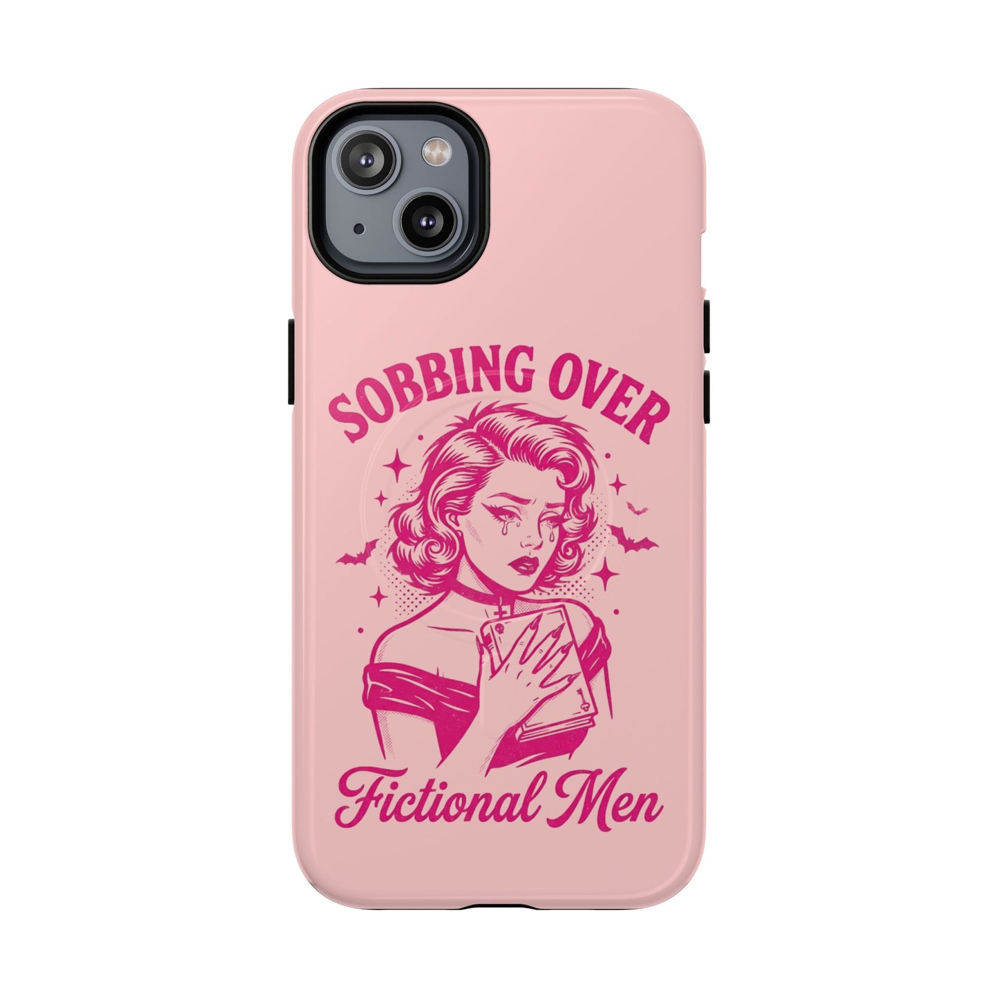 Phone Case — Pink “Sobbing Over Fictional Men” Tough Magnetic Protective Cover