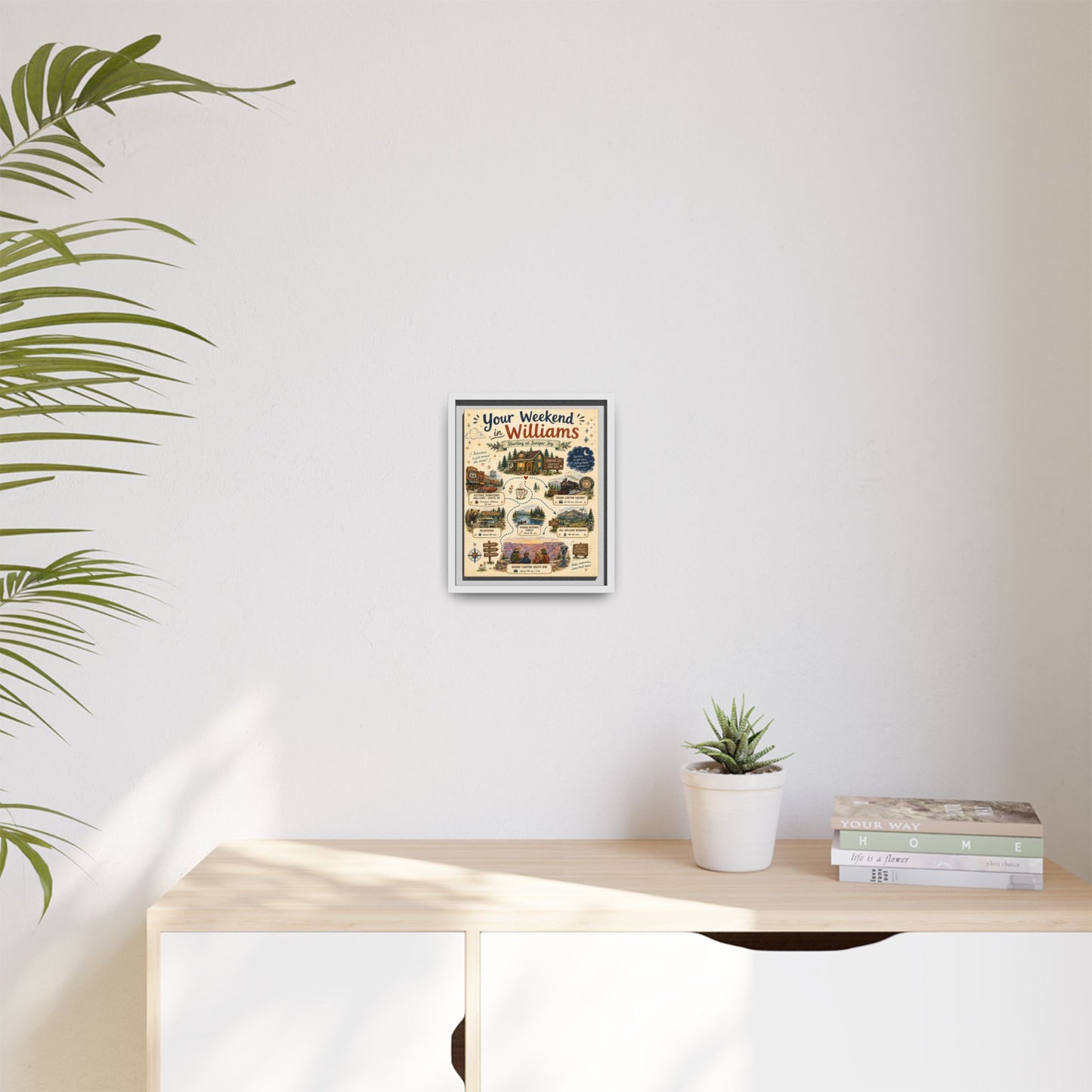 Framed Matte Canvas Print — "Your Weekend in Williams" Illustrated Travel Map