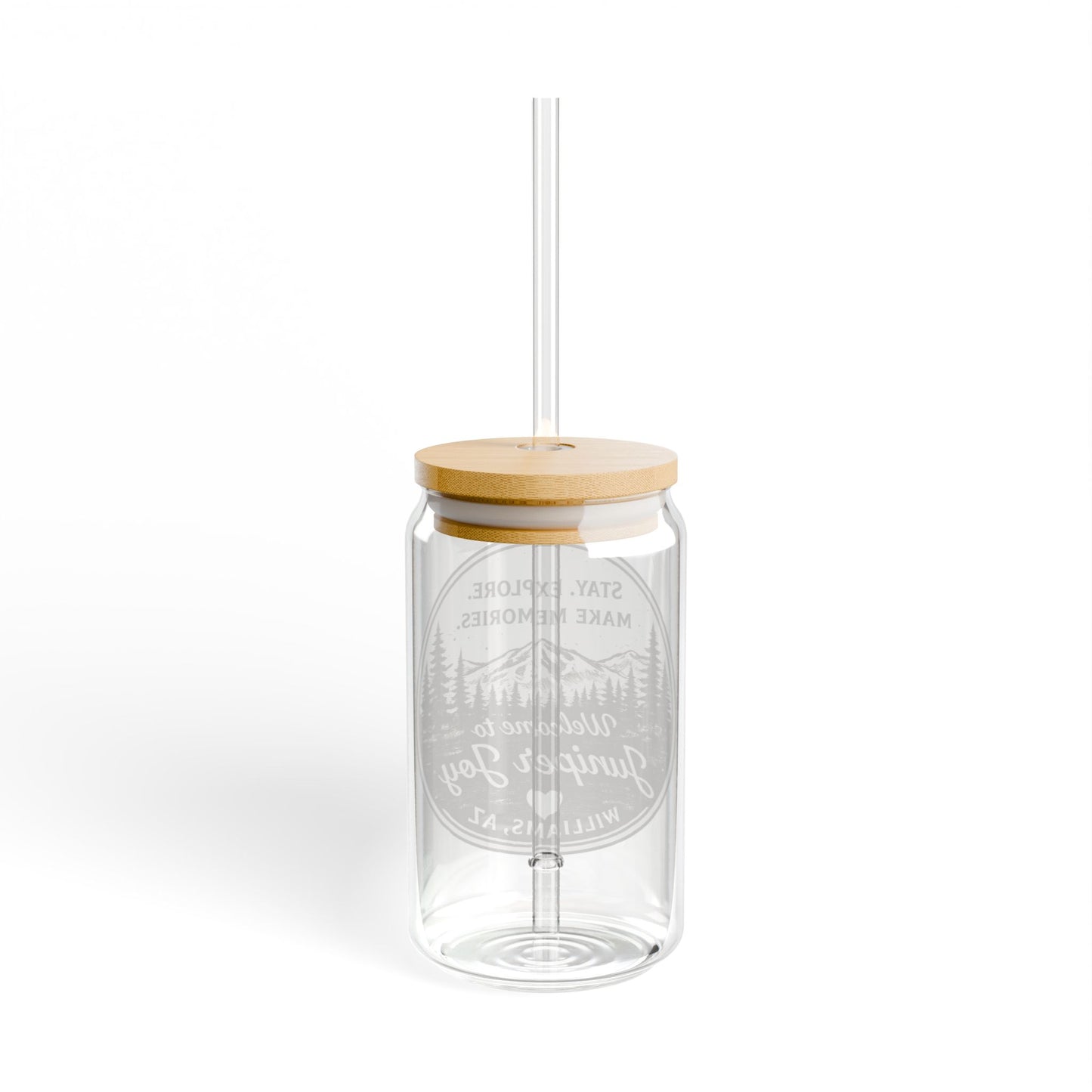 Adventure Mountain Sipper Glass — Personalized 16oz Travel Tumbler (Stay. Explore. Make Memories.)
