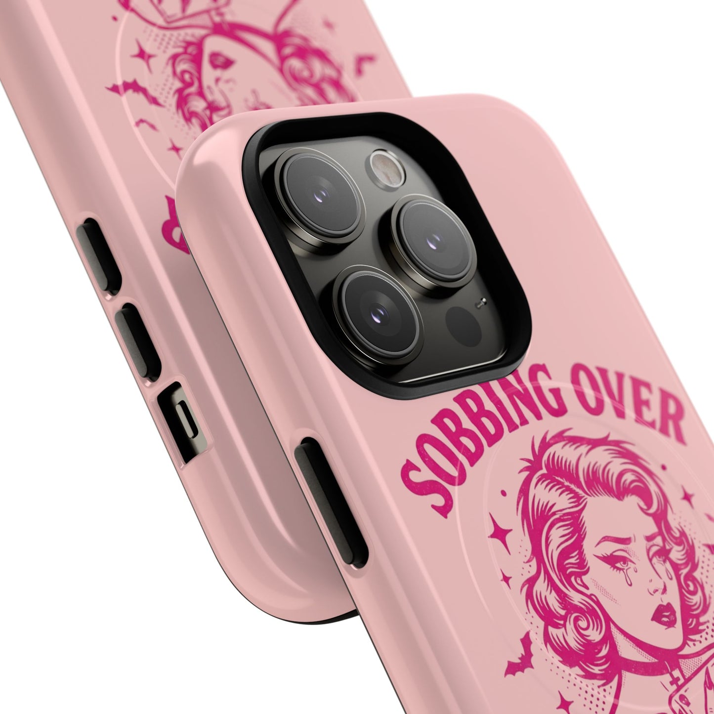 Phone Case — Pink “Sobbing Over Fictional Men” Tough Magnetic Protective Cover